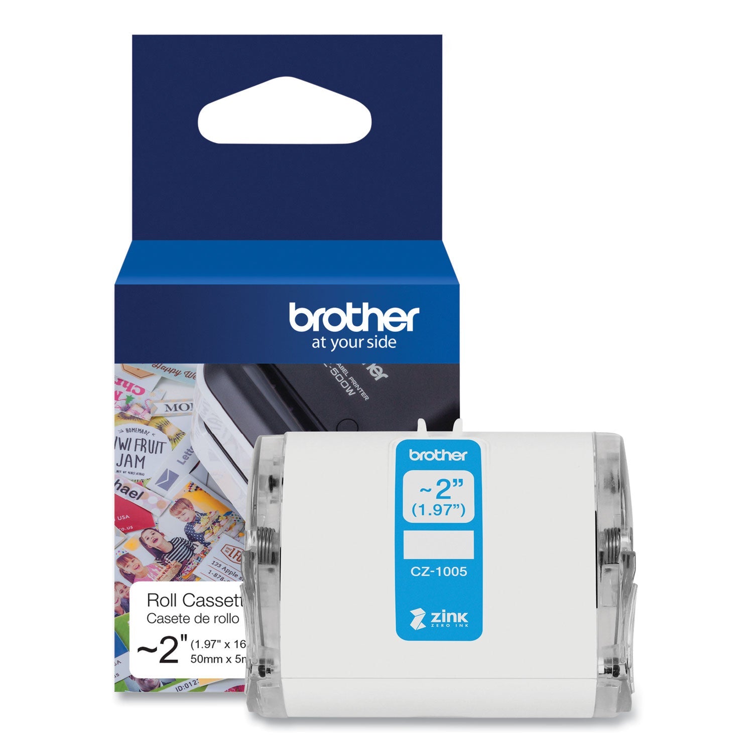 Brother Cz Roll Cassette, 1.97" X 16.4 Ft, White - Bloom Skins