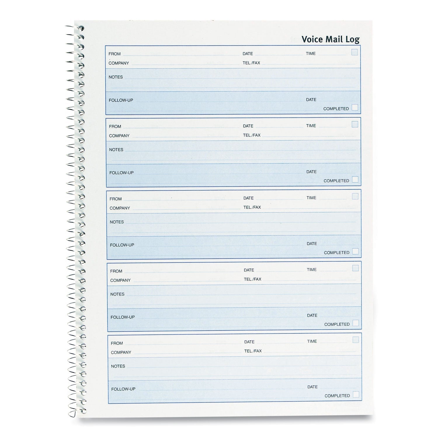 Rediform® Follow-up Wirebound Voice Mail Log Book, One-Part (No Copies), 7.5 x 2, 5 Forms/Sheet, 500 Forms Total