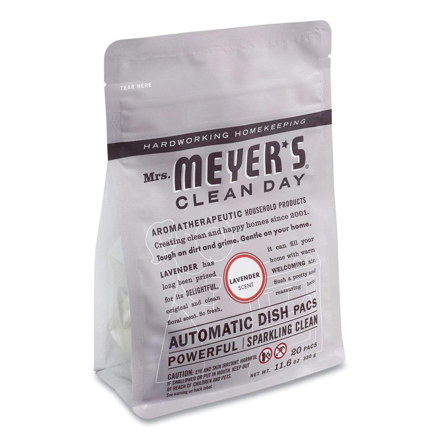 Mrs. Meyer's® Automatic Dish Detergent, Lavender, 12.7 Oz Pack, 20/pack, 6 Packs/carton