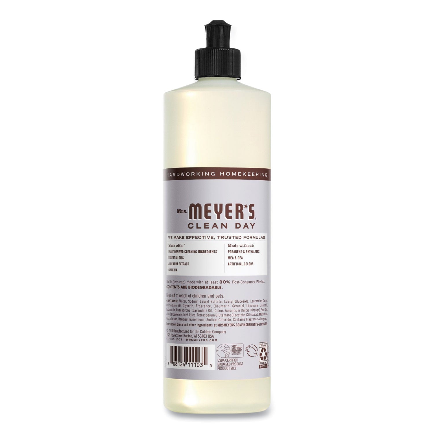 Mrs. Meyer's® Dish Soap, Lavender Scent, 16 oz Bottle, 6/Carton