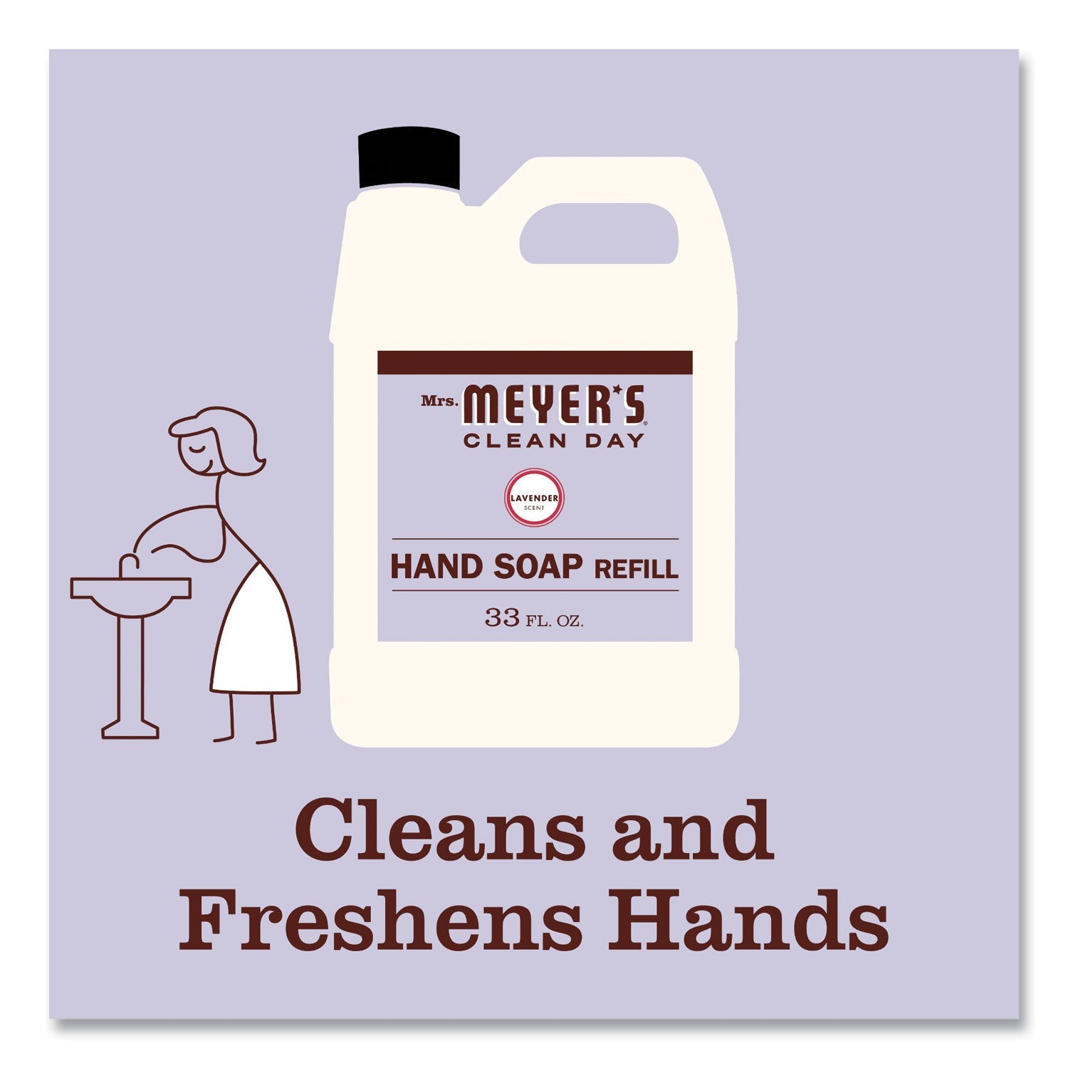 Mrs. Meyer's® Clean Day Liquid Hand Soap Refill, Lavender Scent, 33 oz, 6/Carton