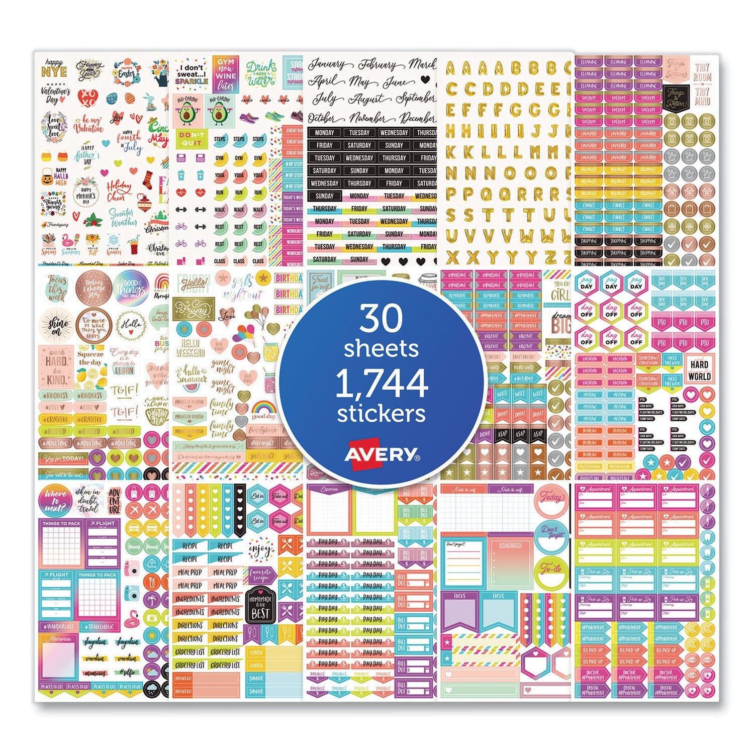 Planner Sticker Variety Pack | 1,744 Stickers
