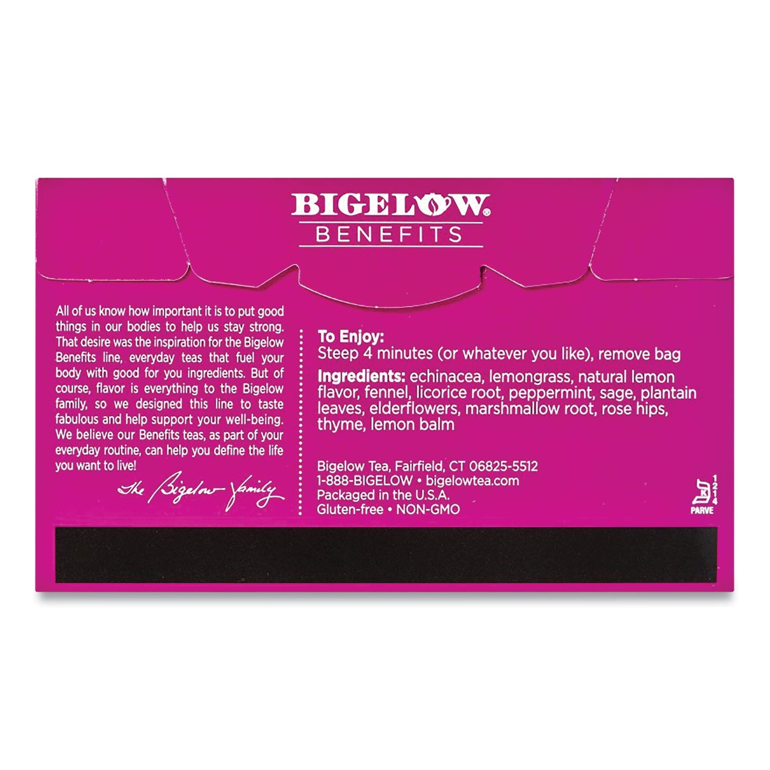 Bigelow® Benefits Lemon And Echinacea Herbal Tea Bags, 0.6 Oz Tea Bag, 18/box - Bloom Skins