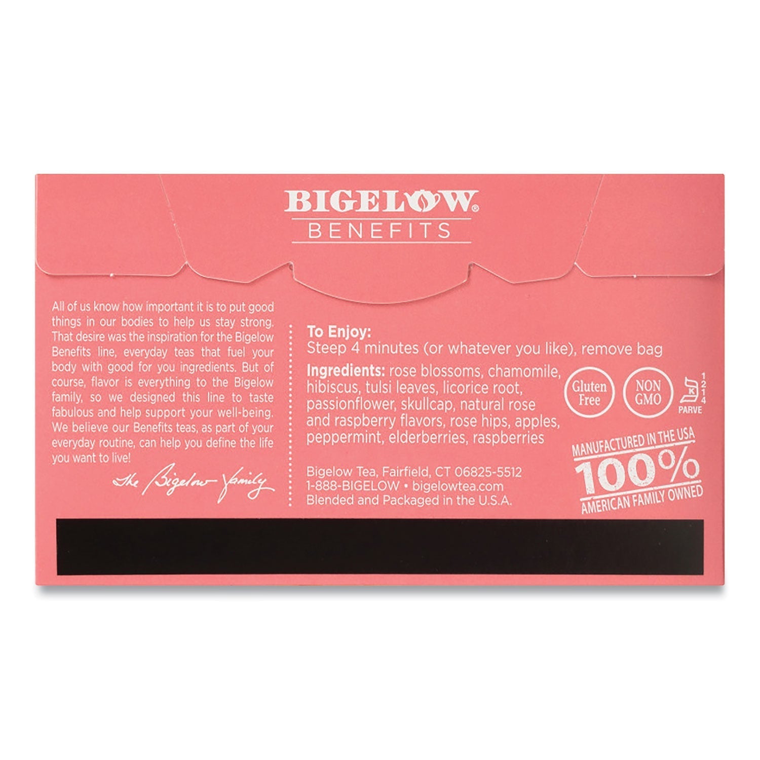 Bigelow® Benefits Rose and Mint Herbal Tea Bags, 0.6 oz Tea Bag, 18/Box