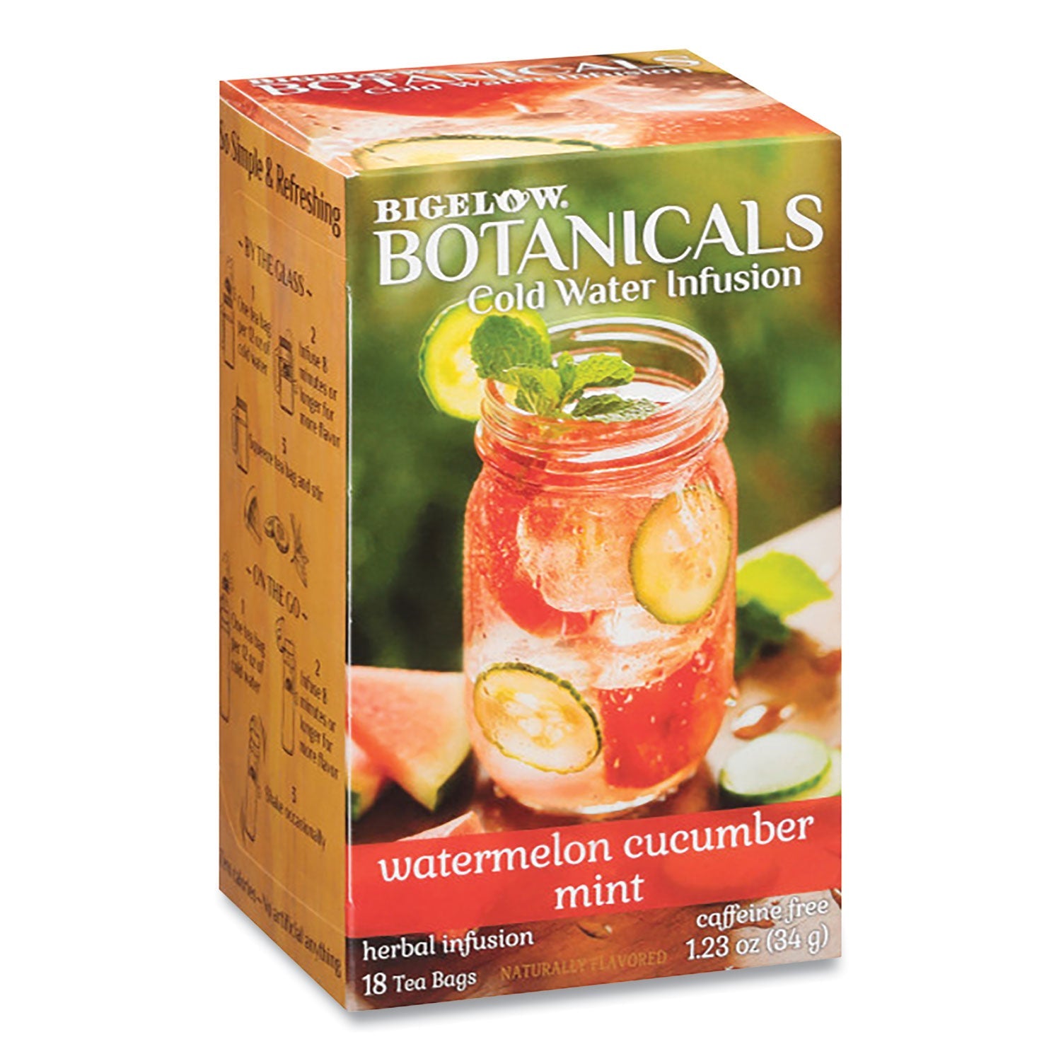 Bigelow® Botanicals Watermelon Cucumber Mint Cold Water Herbal Infusion, 0.7 Oz Tea Bag, 18/box - Bloom Skins