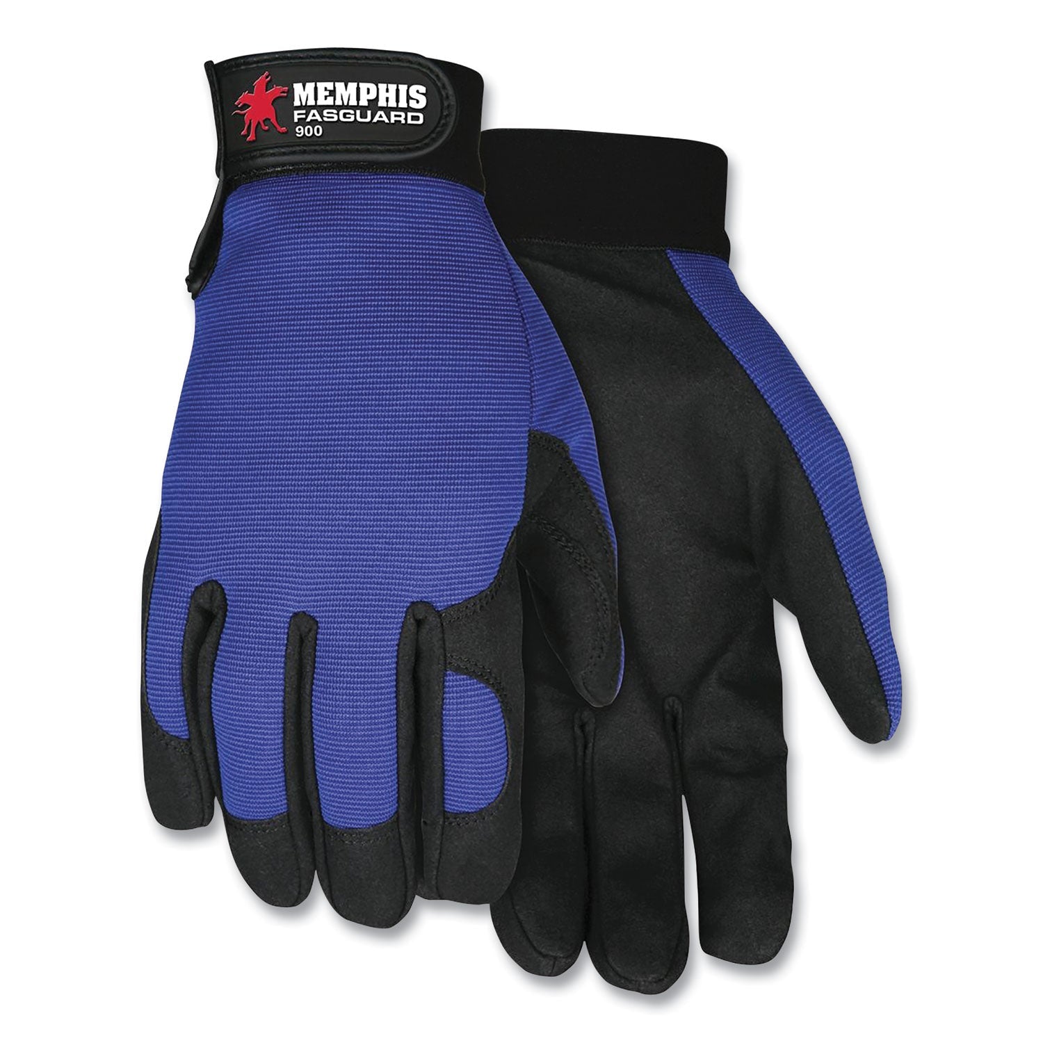 MCR™ Safety Clarino Synthetic Leather Palm Mechanics Gloves, Blue/black, Medium