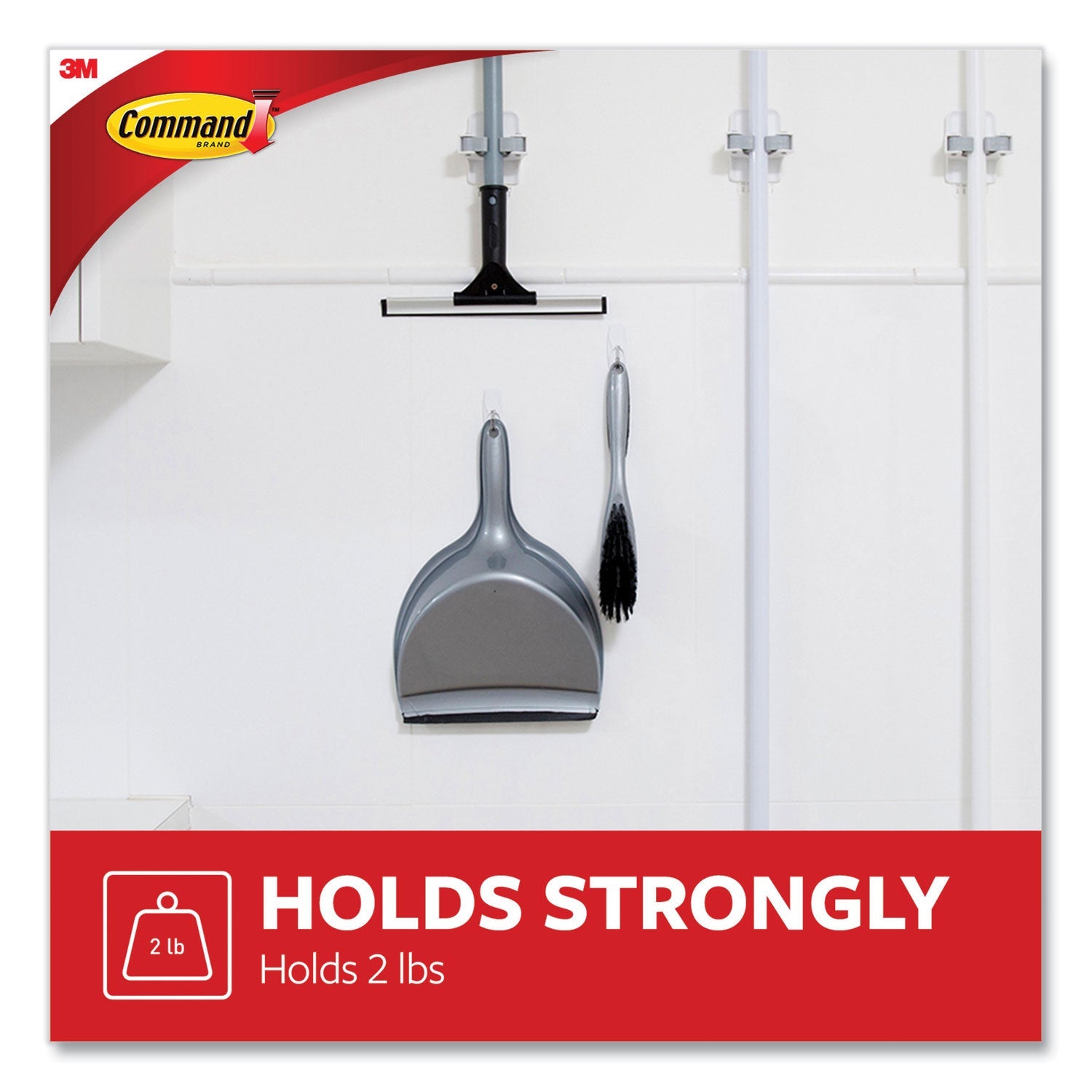 Command™ General Purpose Wire Hooks, Medium, Metal, White, 2 lb Capacity, 13 Hooks and 16 Strips/Pack