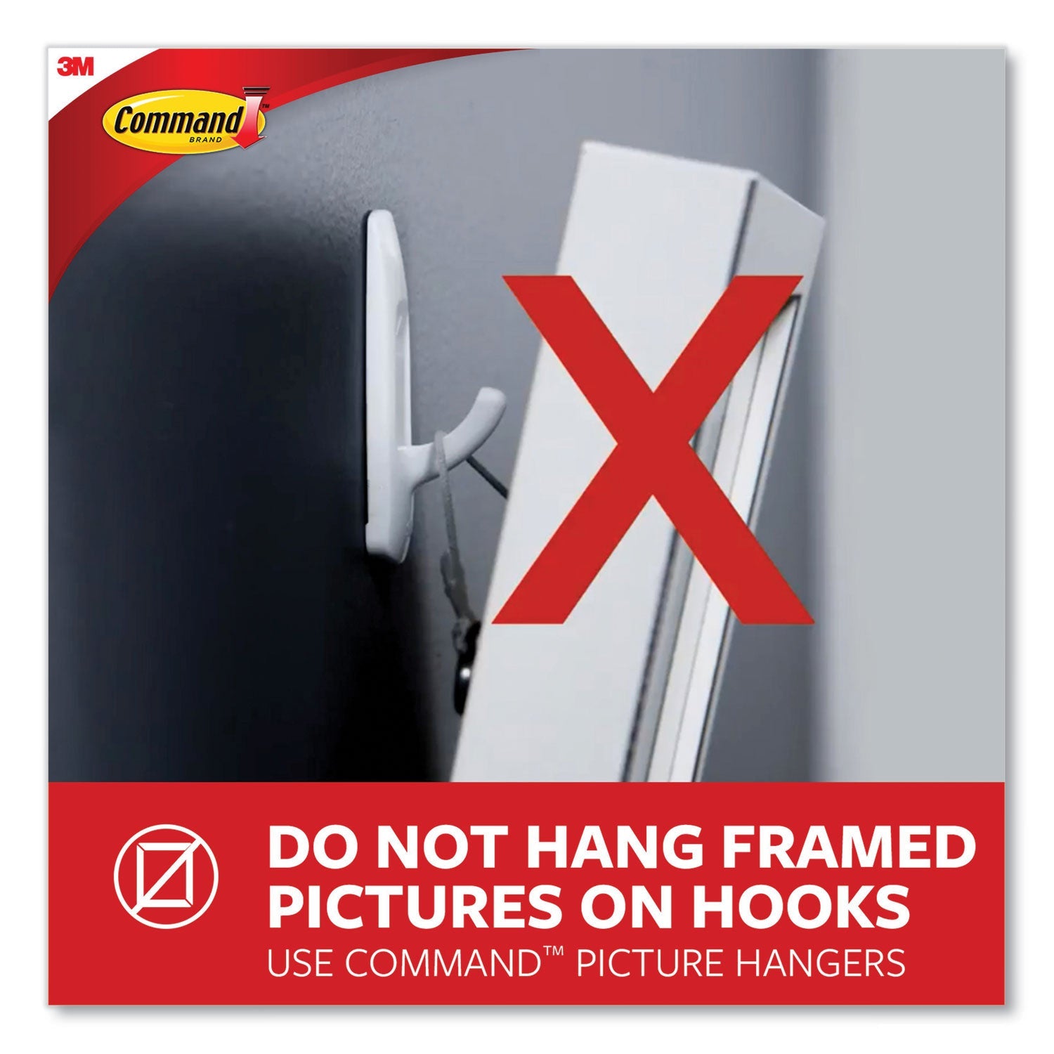 Command™ General Purpose Wire Hooks, Medium, Metal, White, 2 lb Capacity, 13 Hooks and 16 Strips/Pack