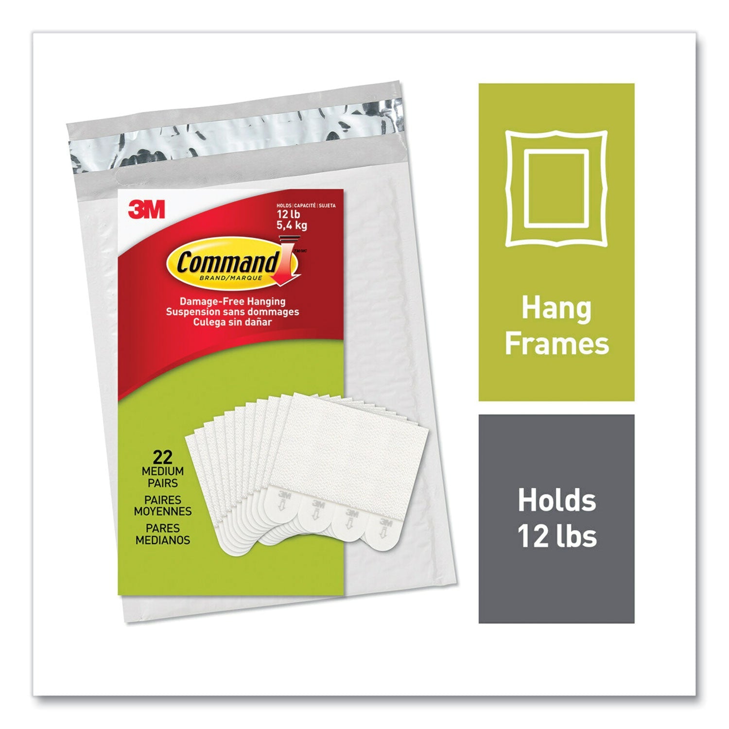 Command Medium Picture Hanging Strips | 22 Pairs