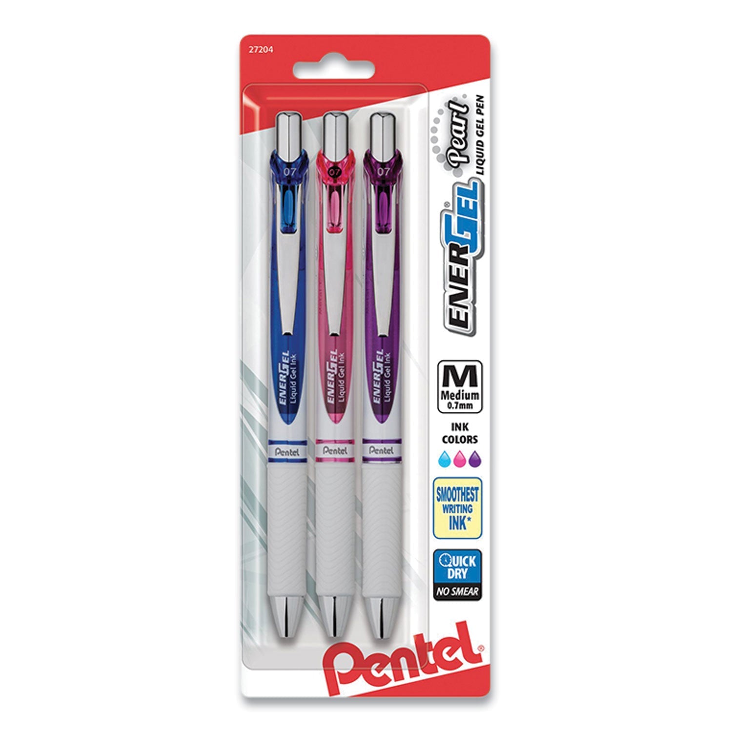 EnerGel Pearl Gel Pen | Assorted Ink | 3-Pack