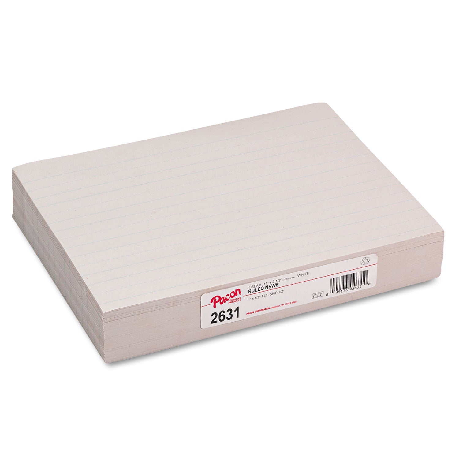 Pacon® Skip-A-Line Ruled Newsprint Paper, 1" Two-Sided Long Rule, 8.5 X 11, 500/pack