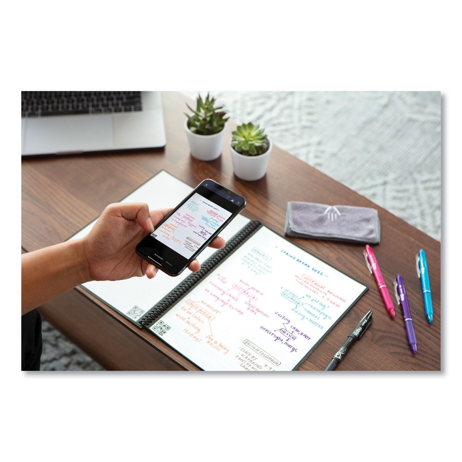 Rocketbook Fusion Smart Notebook, Seven Assorted Page Formats, Black Cover, (21) 11 x 8.5 Sheets - Bloom Skins