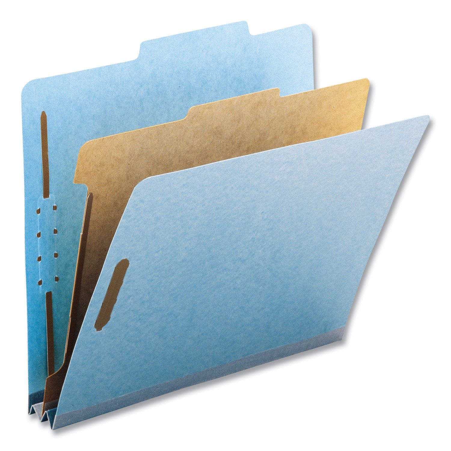 Smead Recycled Pressboard Classification Folders, 2" Expansion, 1 Divider, 4 Fasteners, Letter Size, Blue Exterior, 10/Box