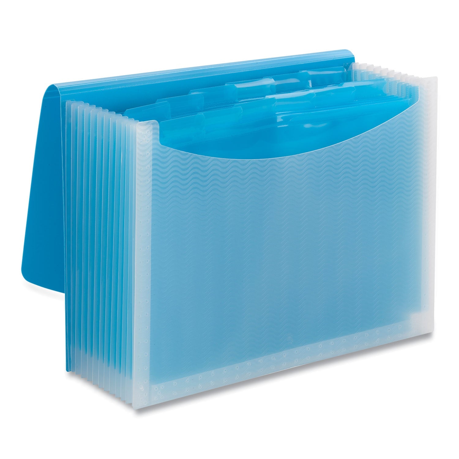 Smead Poly Expanding Folders, 12 Sections, Cord/Hook Closure, 1/6-Cut Tabs, Letter Size, Teal/Clear
