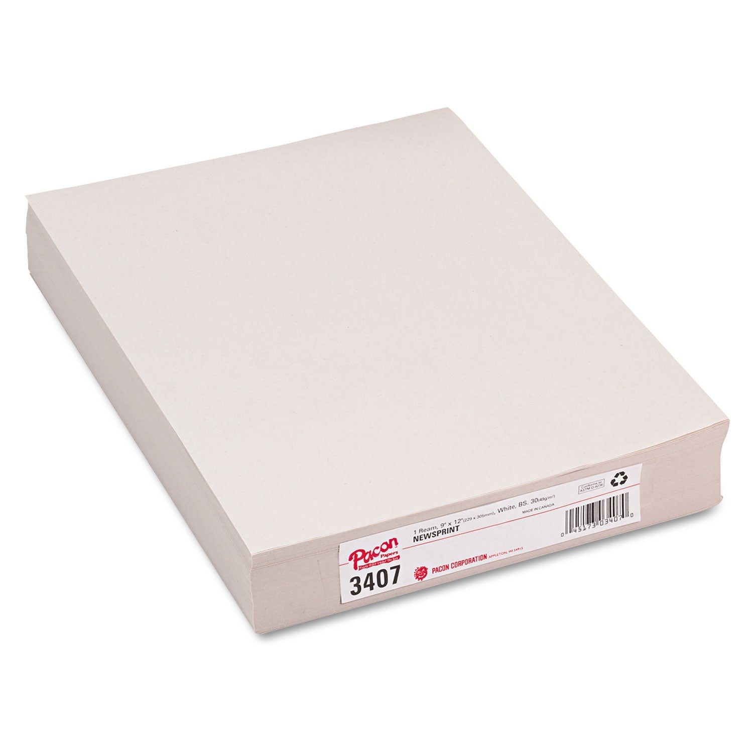 Pacon® White Newsprint, 30 lb Newsprint Weight, 9 x 12, White, 500/Pack
