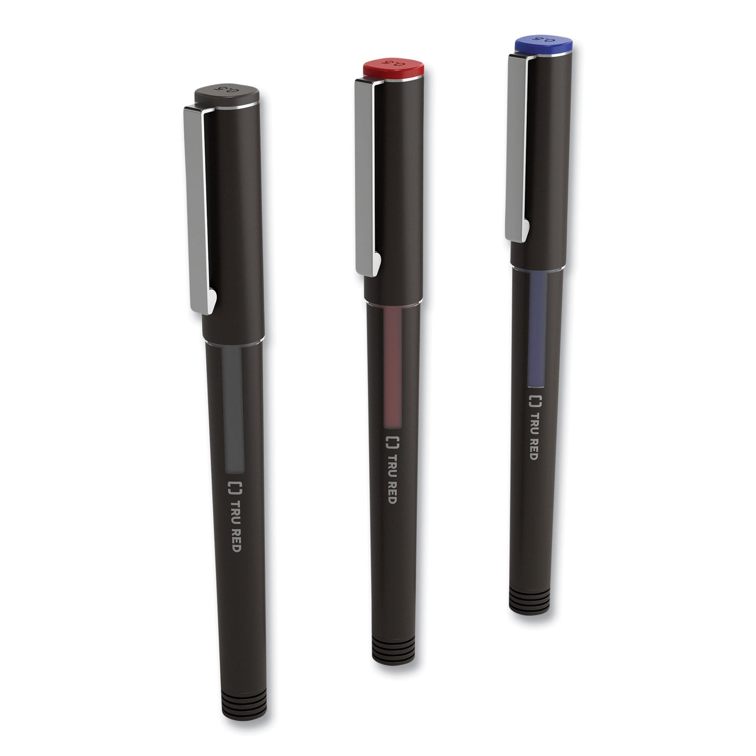 TRU RED™ Rollerball Pen, Stick, Fine 0.5 mm, Assorted Ink and Barrel Colors, 3/Pack
