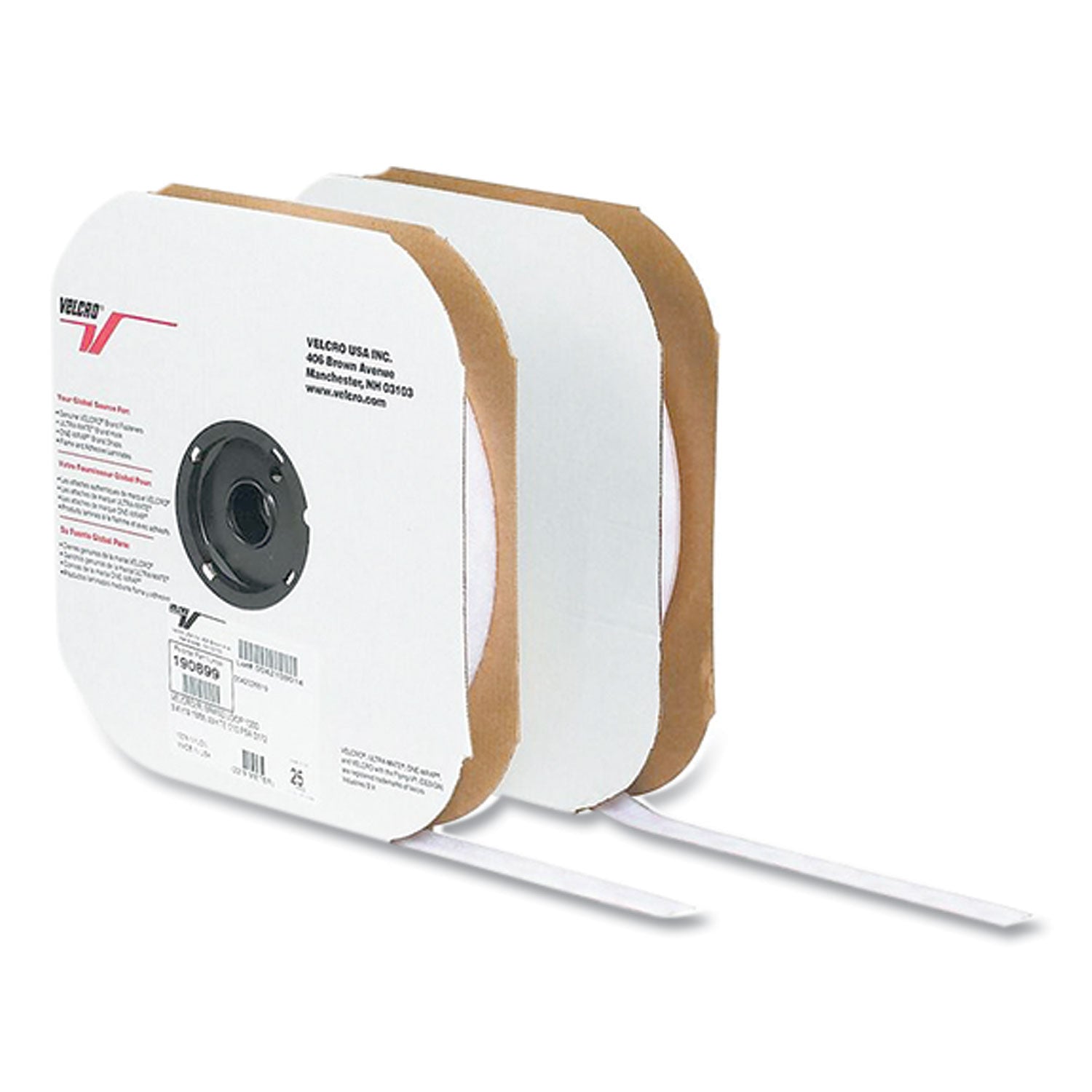 VELCRO® Brand Sticky-Back Fasteners, Hook Side, 1" X 75 Ft, White
