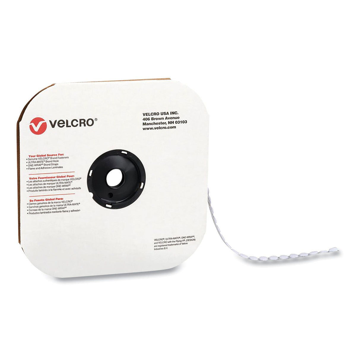 VELCRO® Brand Sticky-Back Fasteners, Loop Side, 0.5" dia, White, 1,440/Carton - Bloom Skins