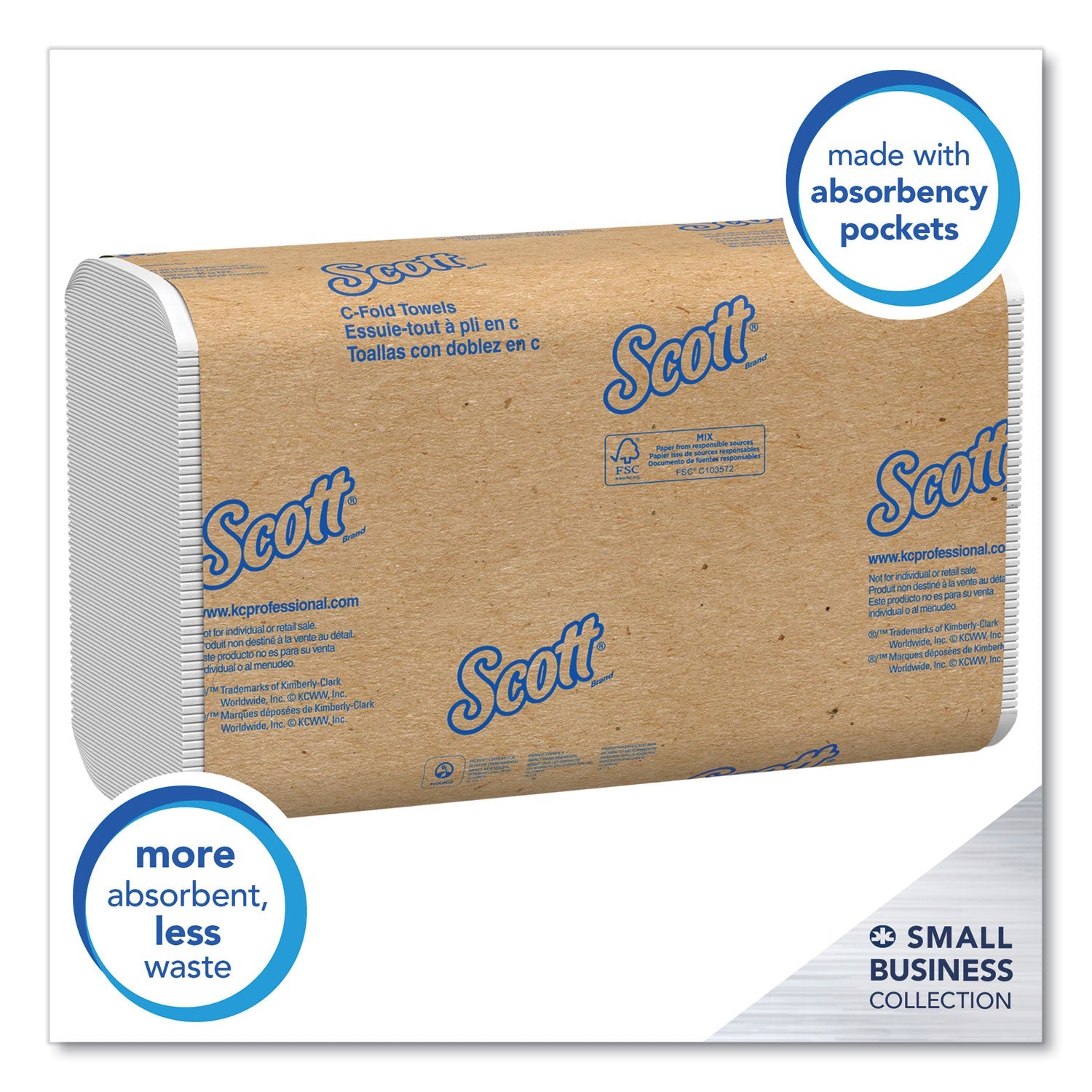 Scott® Essential C-Fold Towels for Business, Convenience Pack, 1-Ply, 10.13 x 13.15, White, 200/Pack, 9 Packs/Carton