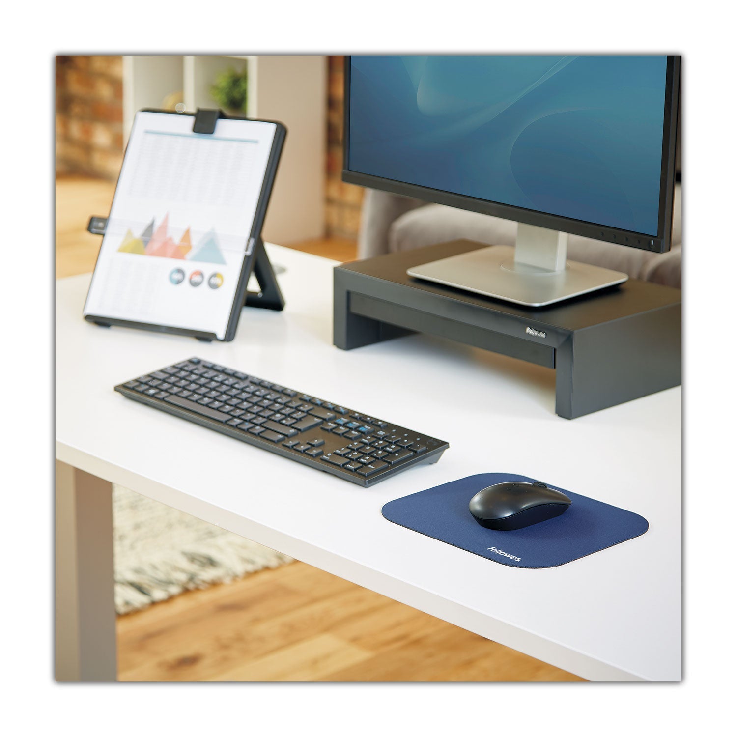 Fellowes® Polyester Mouse Pad, 9 x 8, Blue