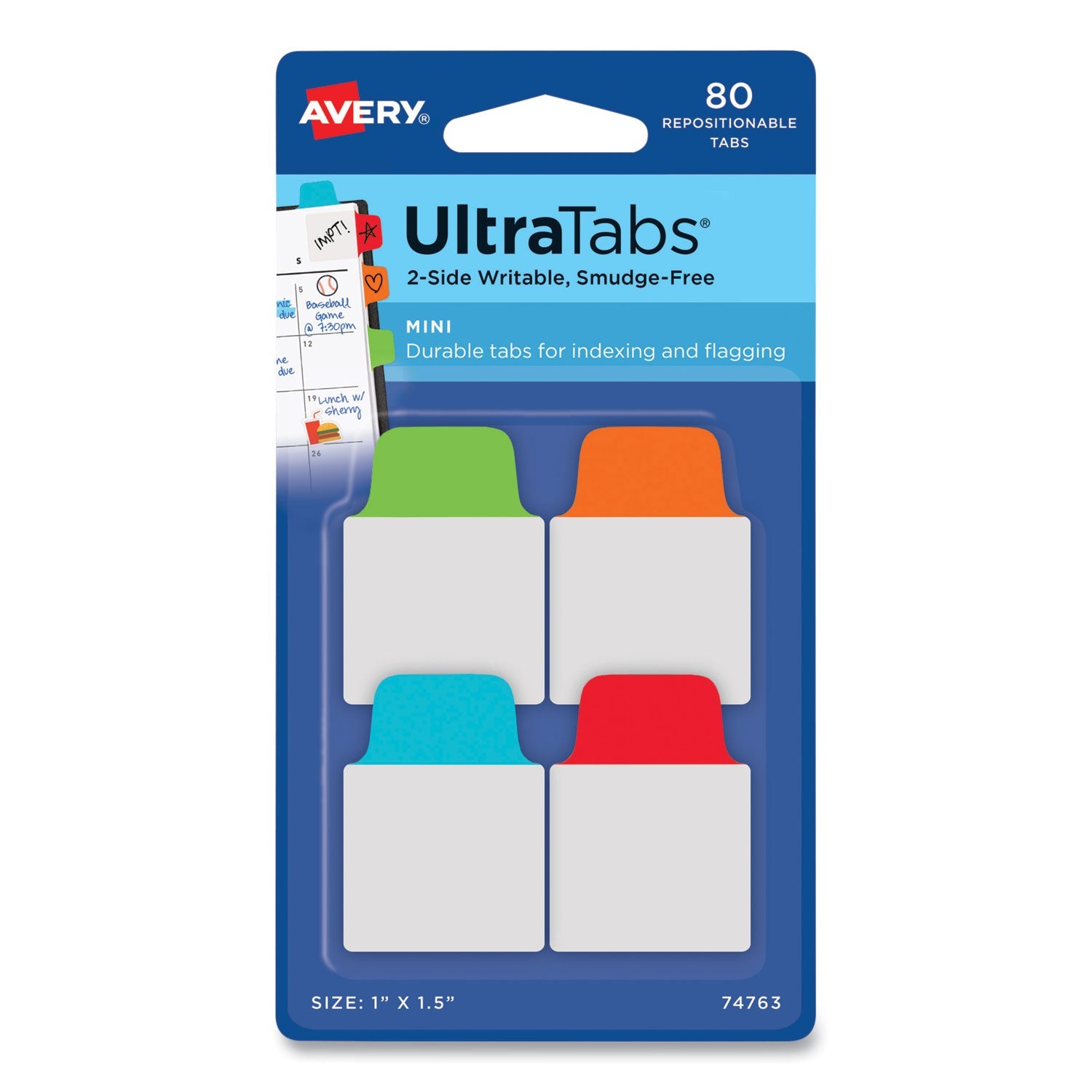 Repositionable Mini Tabs | 1" x 1.5" | 80/Pack