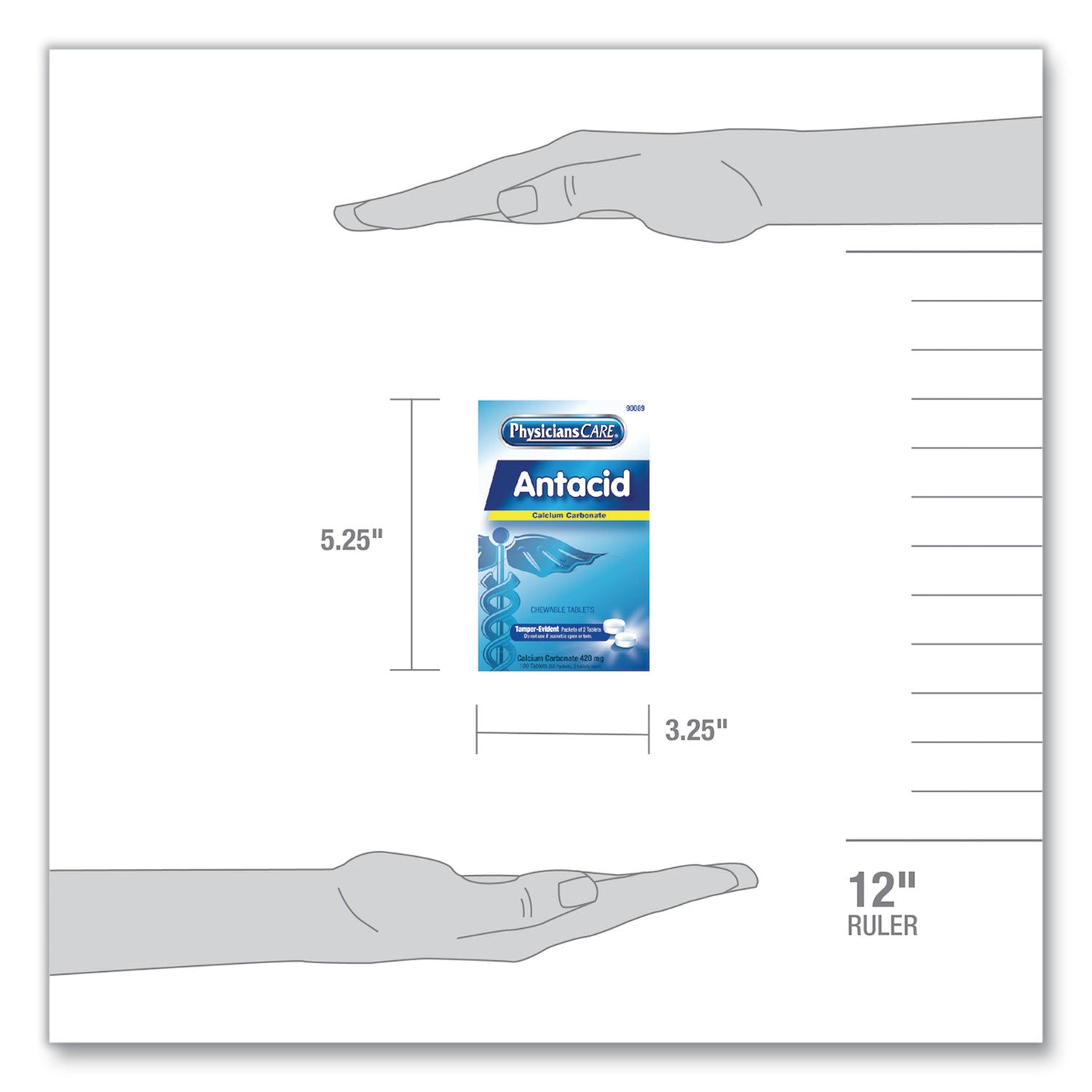 PhysiciansCare® Antacid Calcium Carbonate Medication, Two-Pack, 50 Packs/box