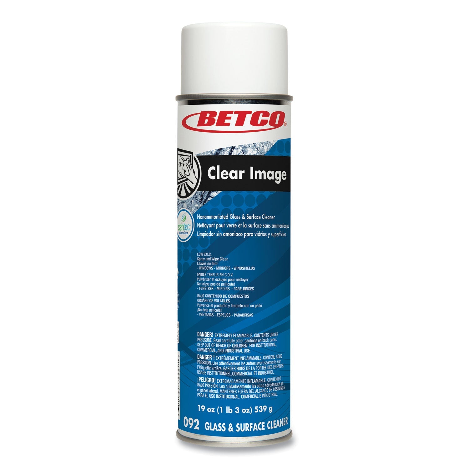 Betco® Clear Image Glass and Surface Cleaner, Rain Fresh Scent, 19 oz Spray Bottle, 12/Carton