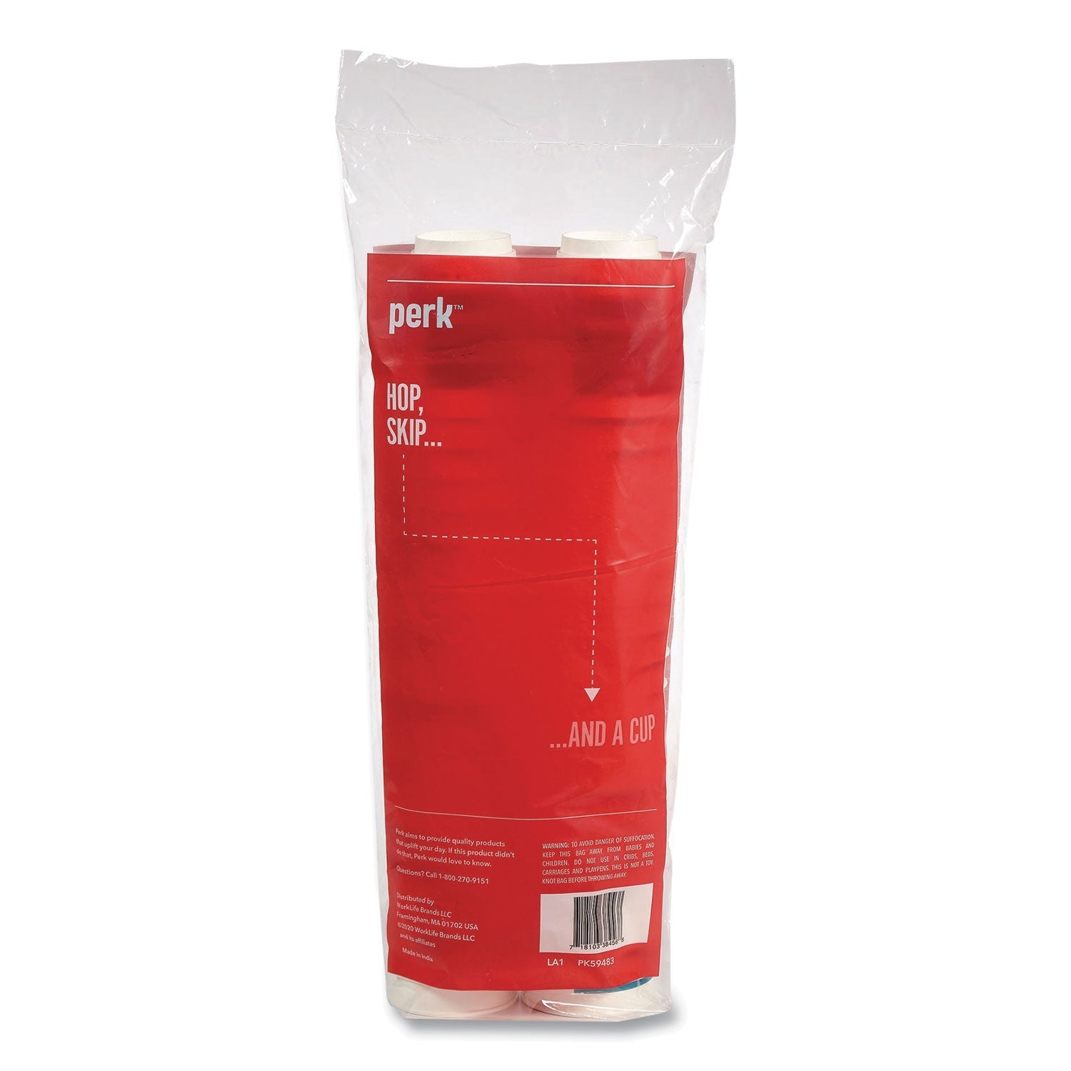 Perk™ Insulated Paper Hot Cups, 12 Oz, White/blue, 40/pack