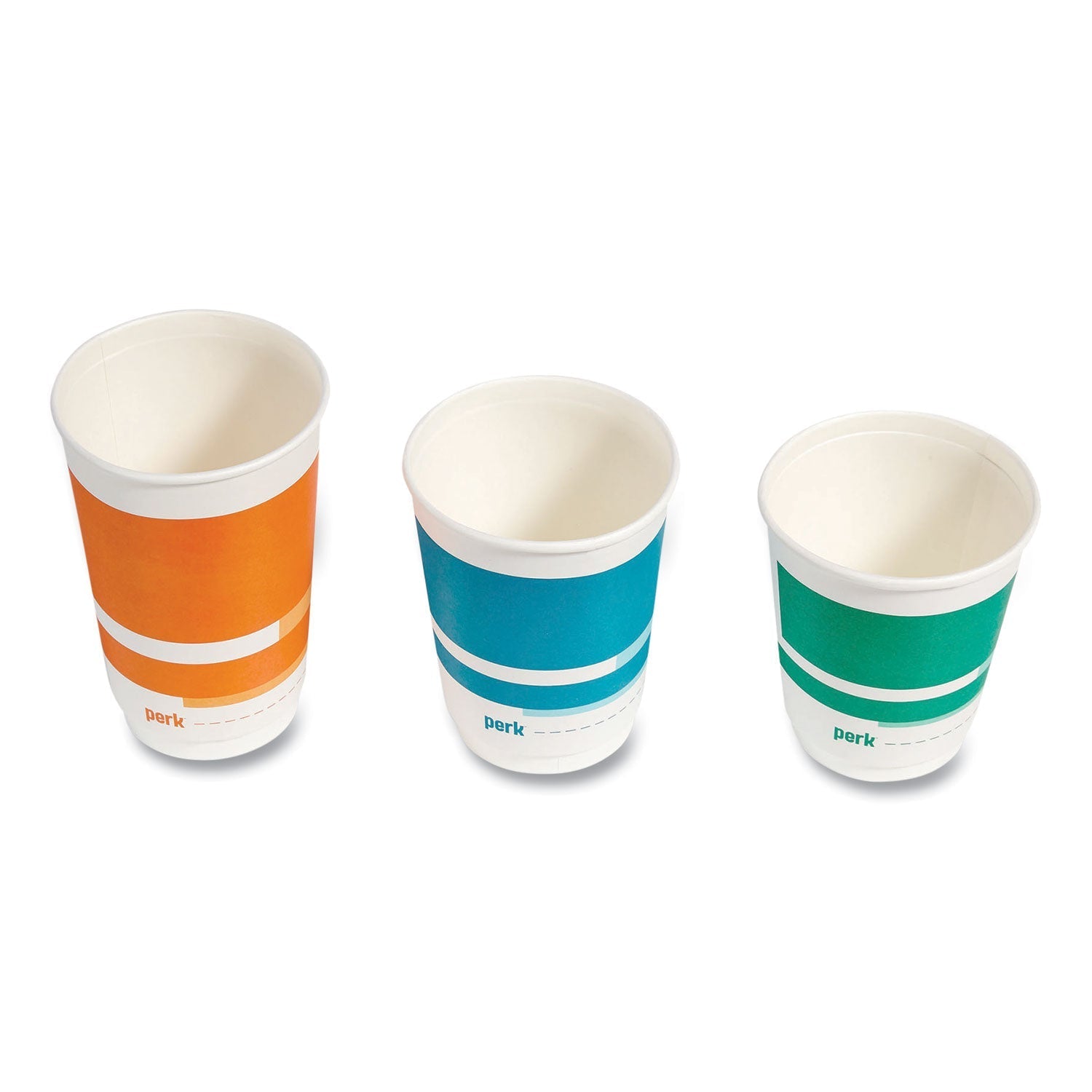Perk™ Insulated Paper Hot Cups, 12 Oz, White/blue, 40/pack