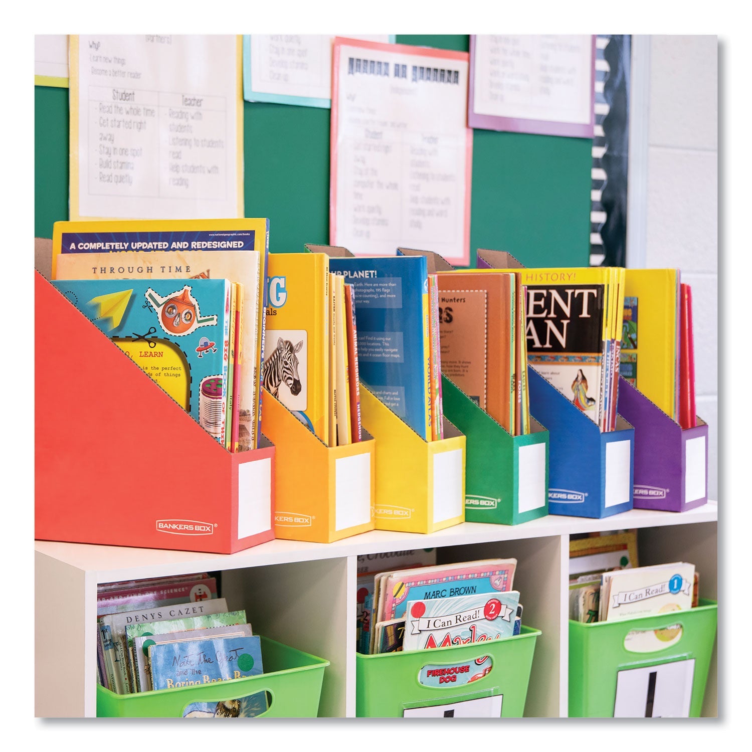 Bankers Box® Extra-Wide Cardboard Magazine File, 4.25 x 11.38 x 12.88, Assorted, 6/Pack
