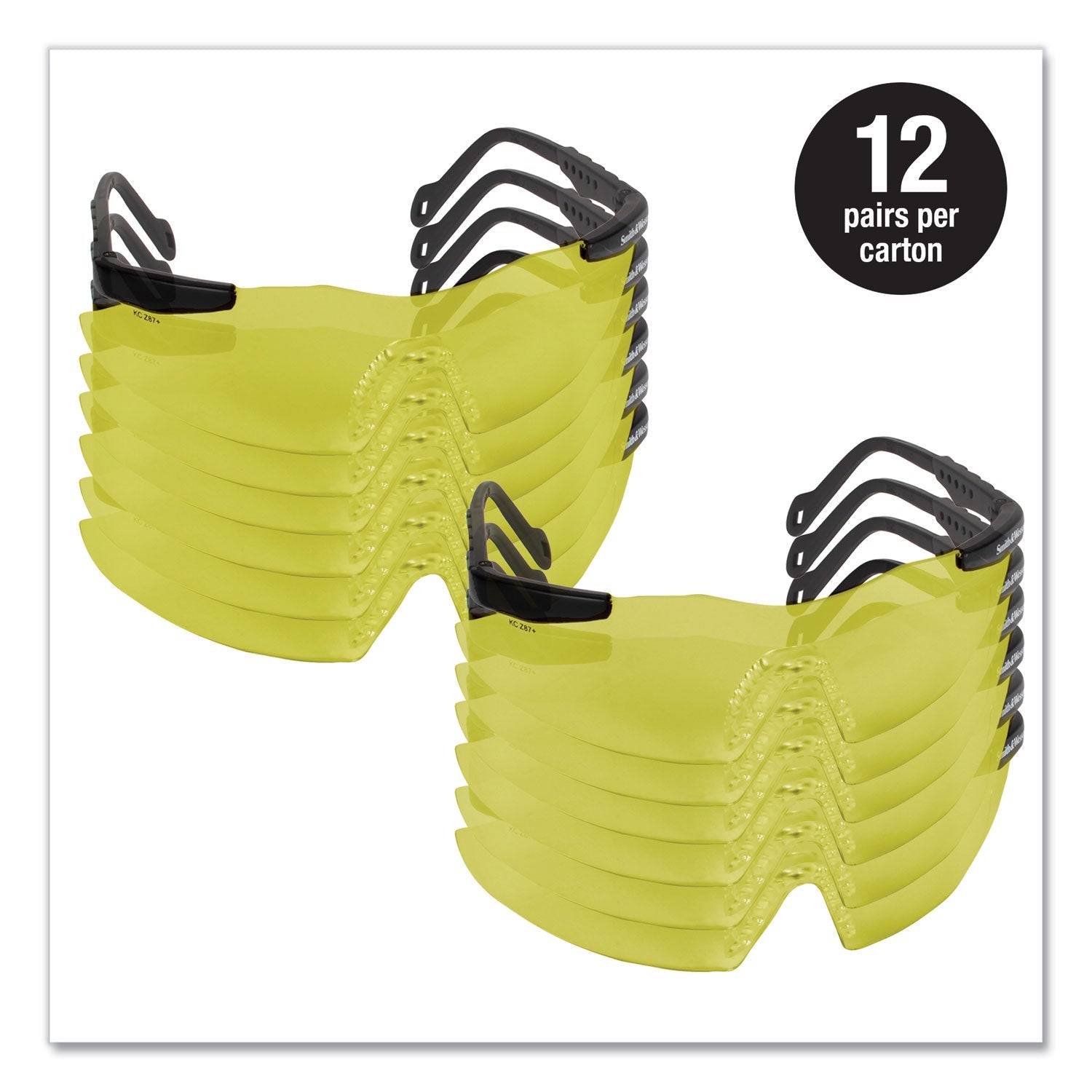 Smith & Wesson® Magnum 3G Safety Eyewear, Black Frame, Yellow/Amber Lens, 12/Box