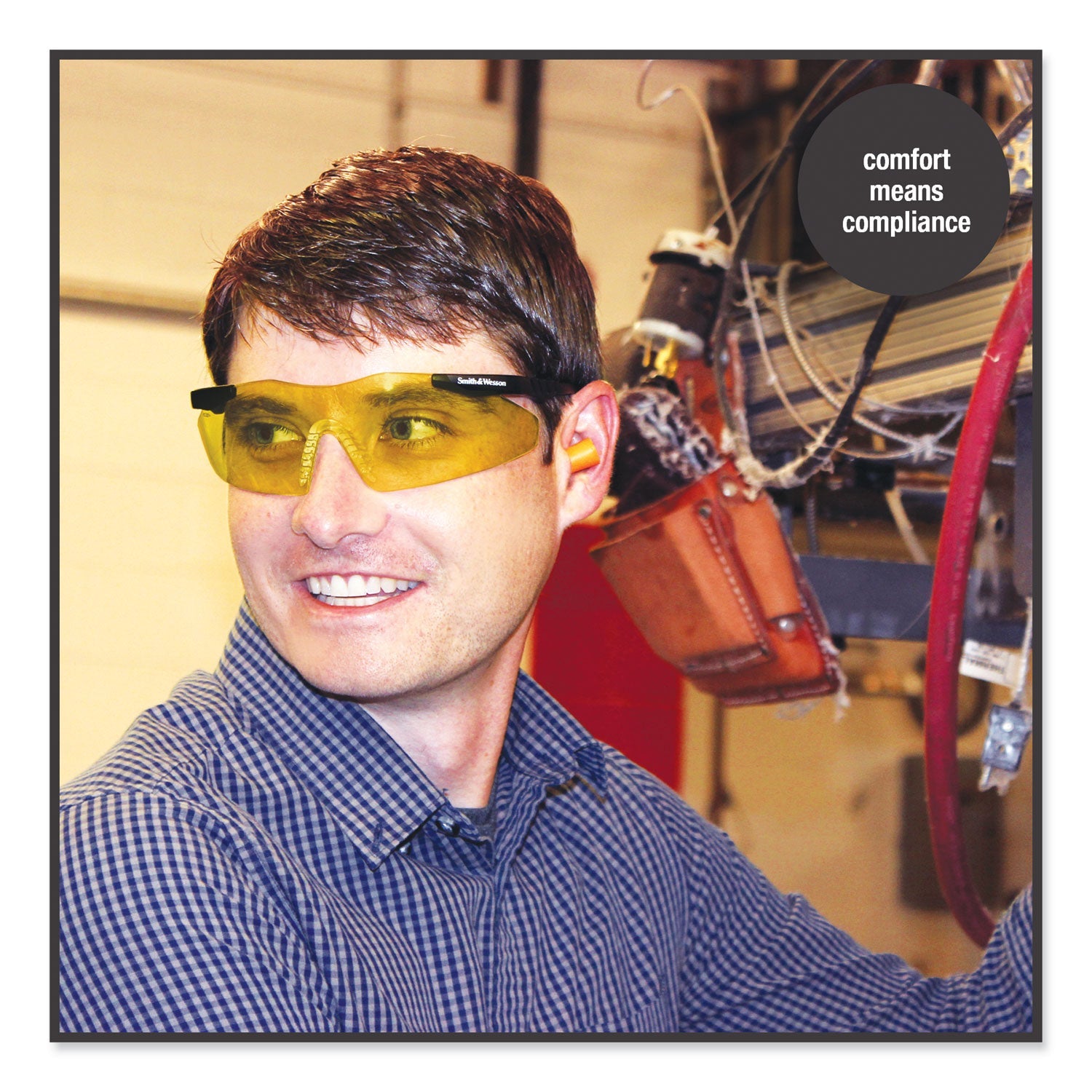 Smith & Wesson® Magnum 3G Safety Eyewear, Black Frame, Yellow/Amber Lens, 12/Box
