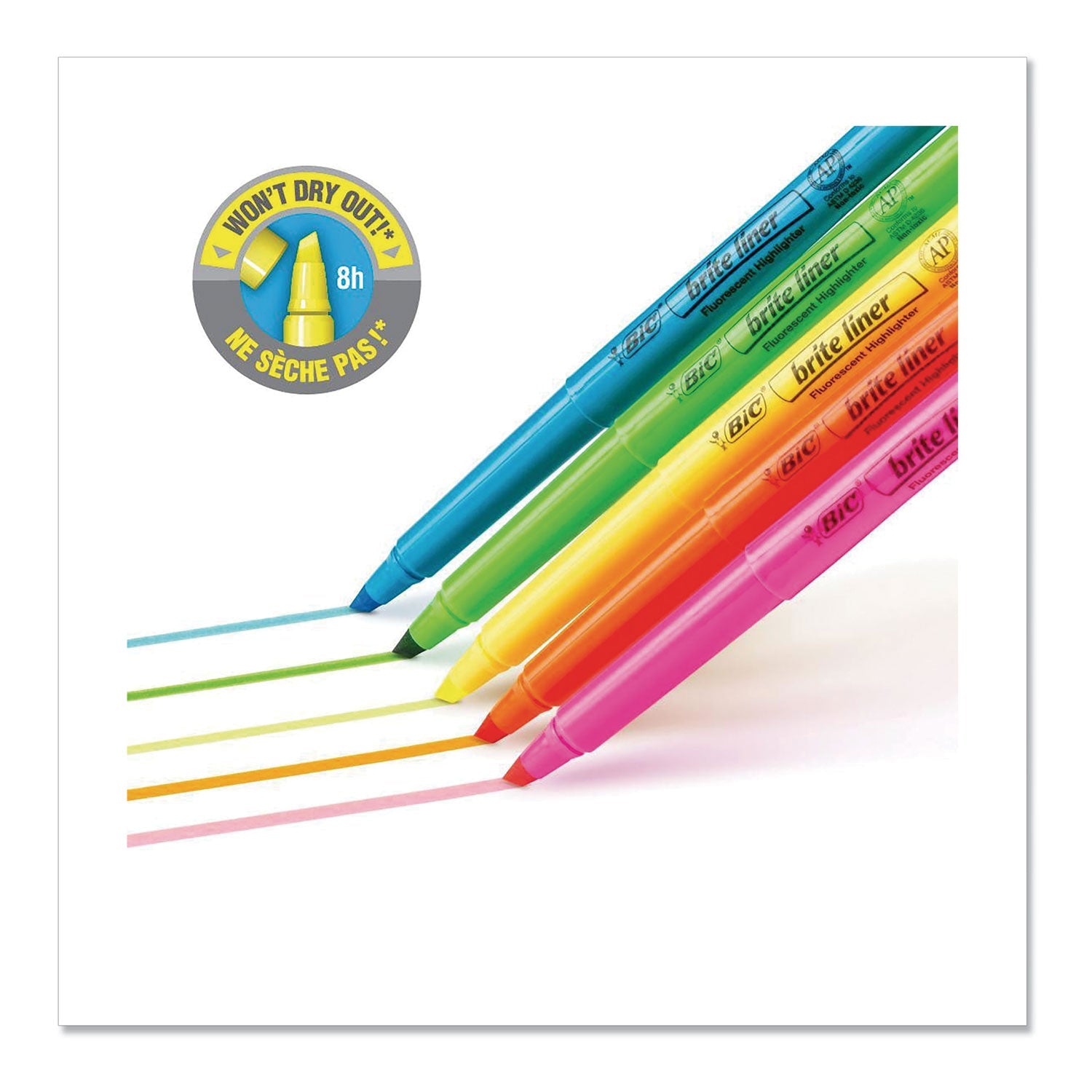 BIC® Brite Liner Highlighter Value Pack, Yellow Ink, Chisel Tip, Yellow/black Barrel, 24/pack