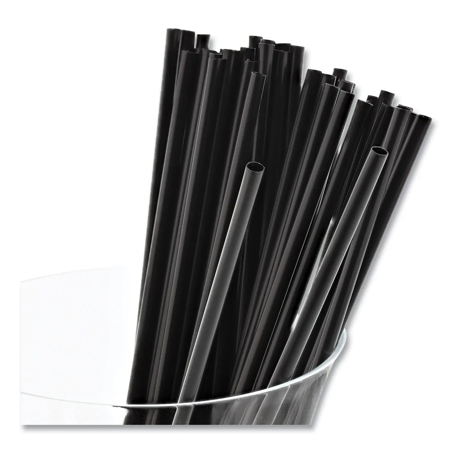 AmerCareRoyal® Sip Straws, 7.5", Plastic, Black, 10,000/carton