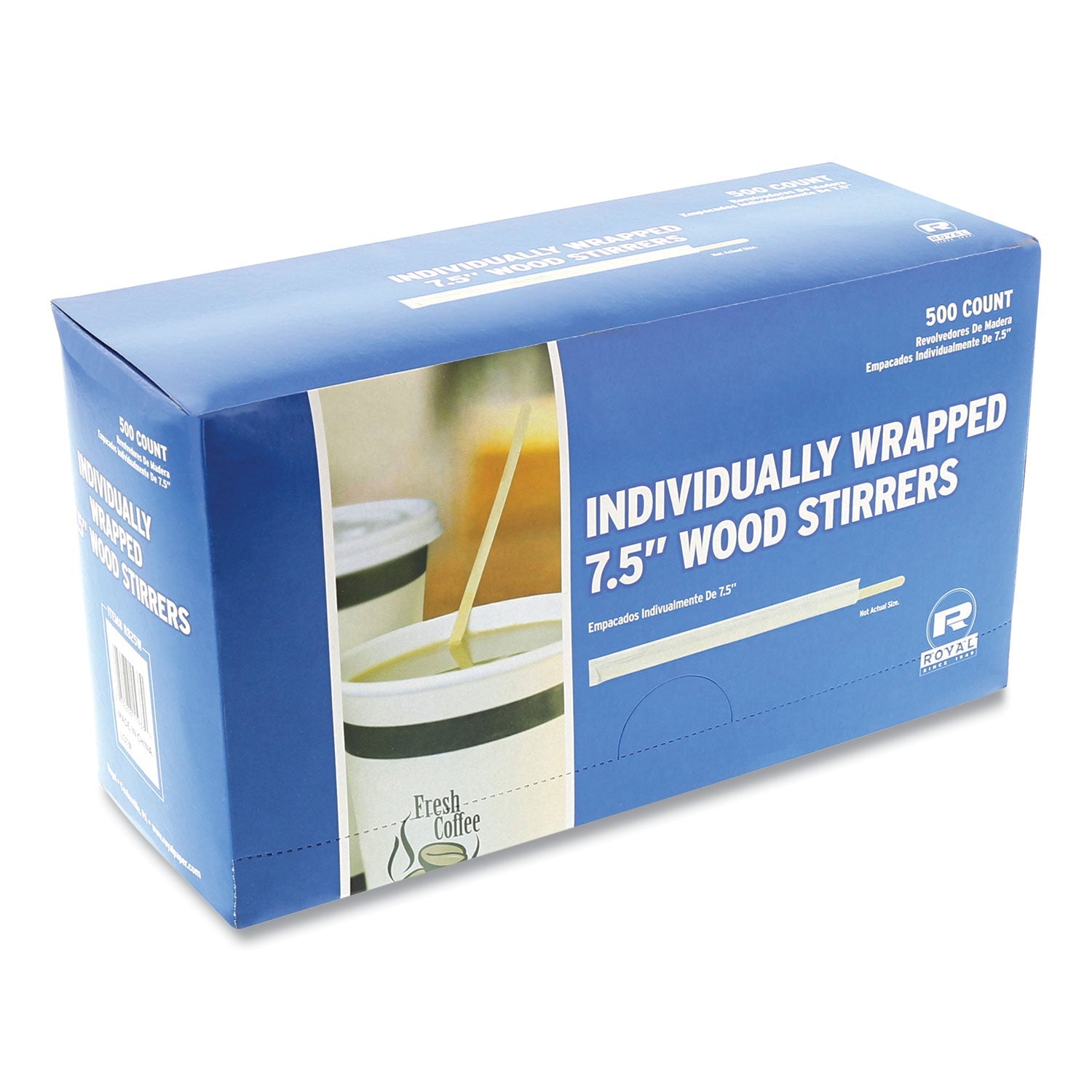 AmerCareRoyal® Wood Coffee Stirrers, 7.5", Wrapped, 5,000/Carton