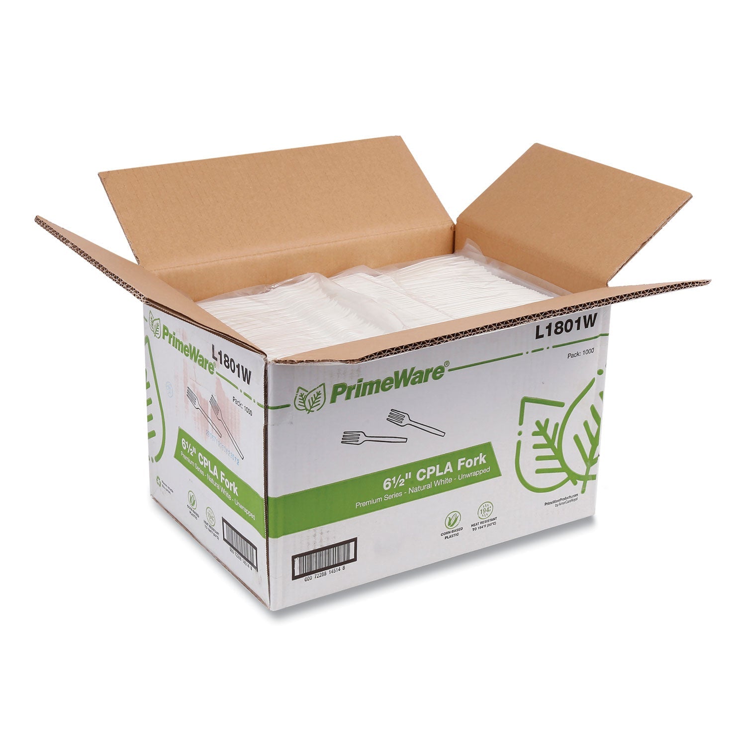 AmerCareRoyal® CPLA Cutlery, Heavyweight Fork, Plastic, White, 1,000/Carton