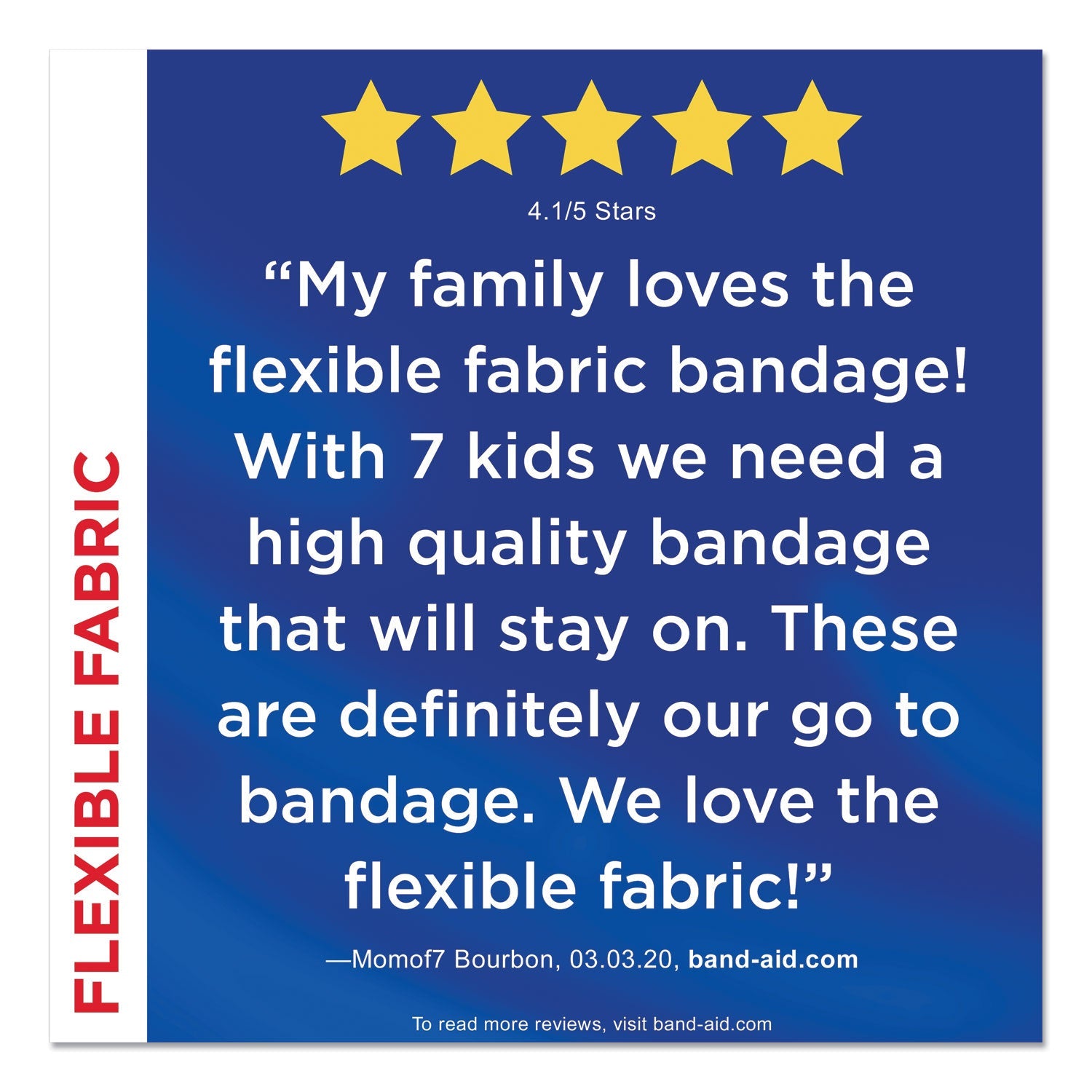 BAND-AID® Flexible Fabric Extra Large Adhesive Bandages, 1.75 X 4, 10/box