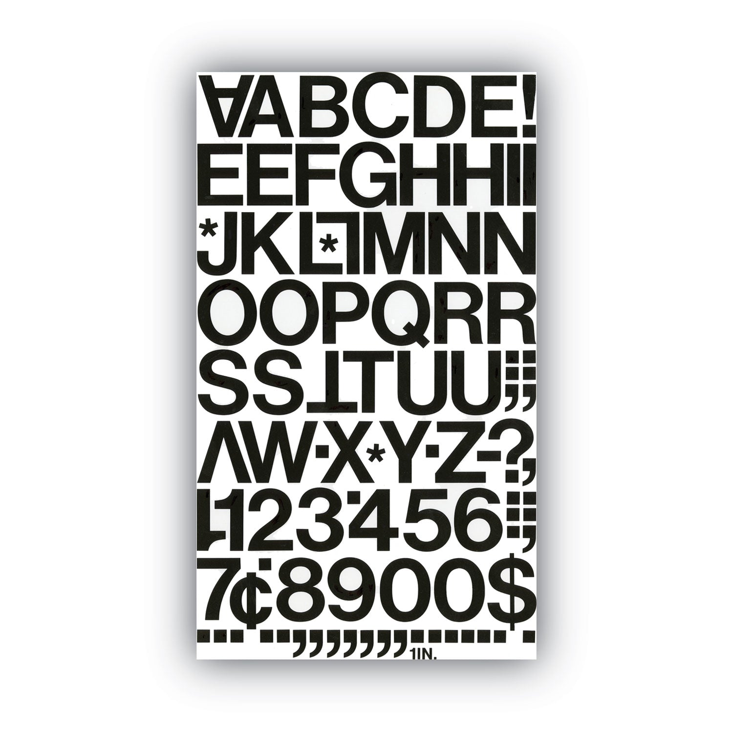 Chartpak® Press-On Vinyl Letters And Numbers, Self Adhesive, Black, 1"h, 88/pack