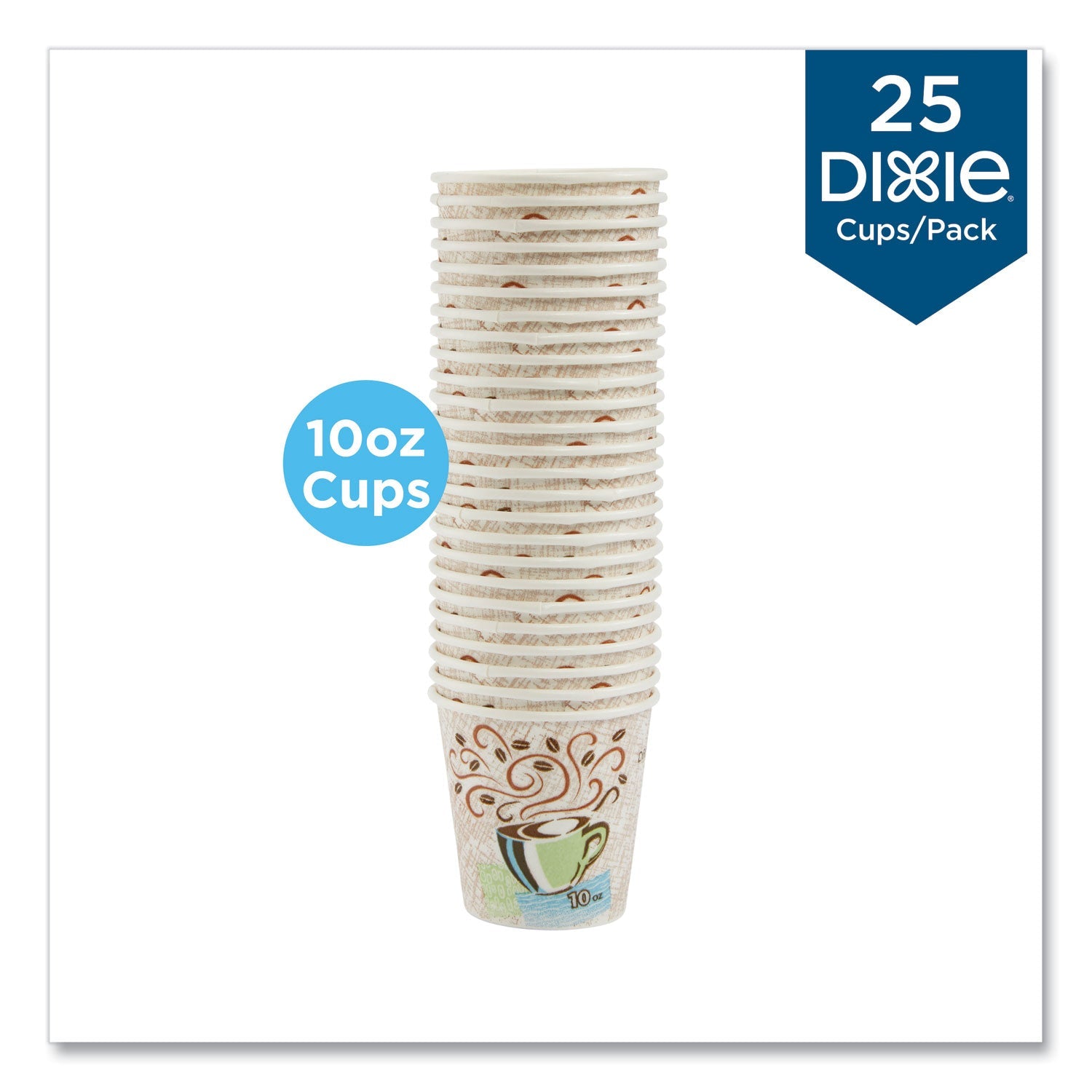 Dixie® Perfectouch Paper Hot Cups, 10 Oz, Coffee Haze Design, 25/pack