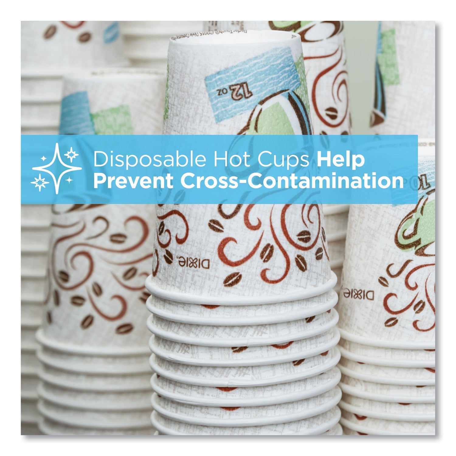 Dixie® PerfecTouch Paper Hot Cups, 10 oz, Coffee Haze Design, 25/Sleeve, 20 Sleeves/Carton