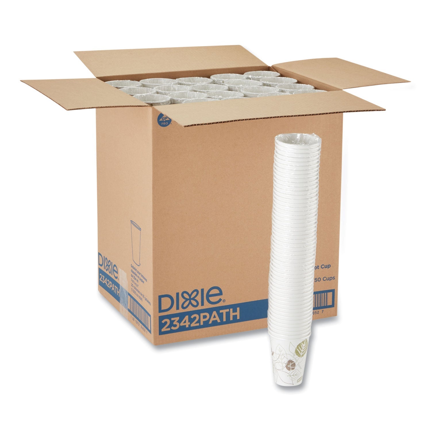 Dixie® Pathways Paper Hot Cups, 12 oz, White/Brown, 50/Sleeve, 20 Sleeves/Carton