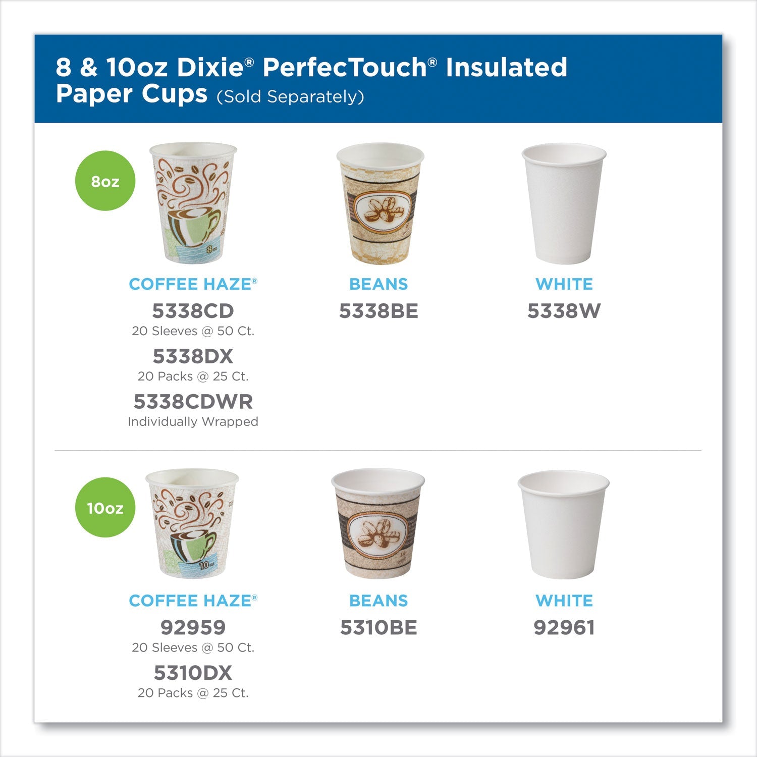 Dixie® Perfectouch Paper Hot Cups, 8 Oz, Coffee Haze Design, 50/pack