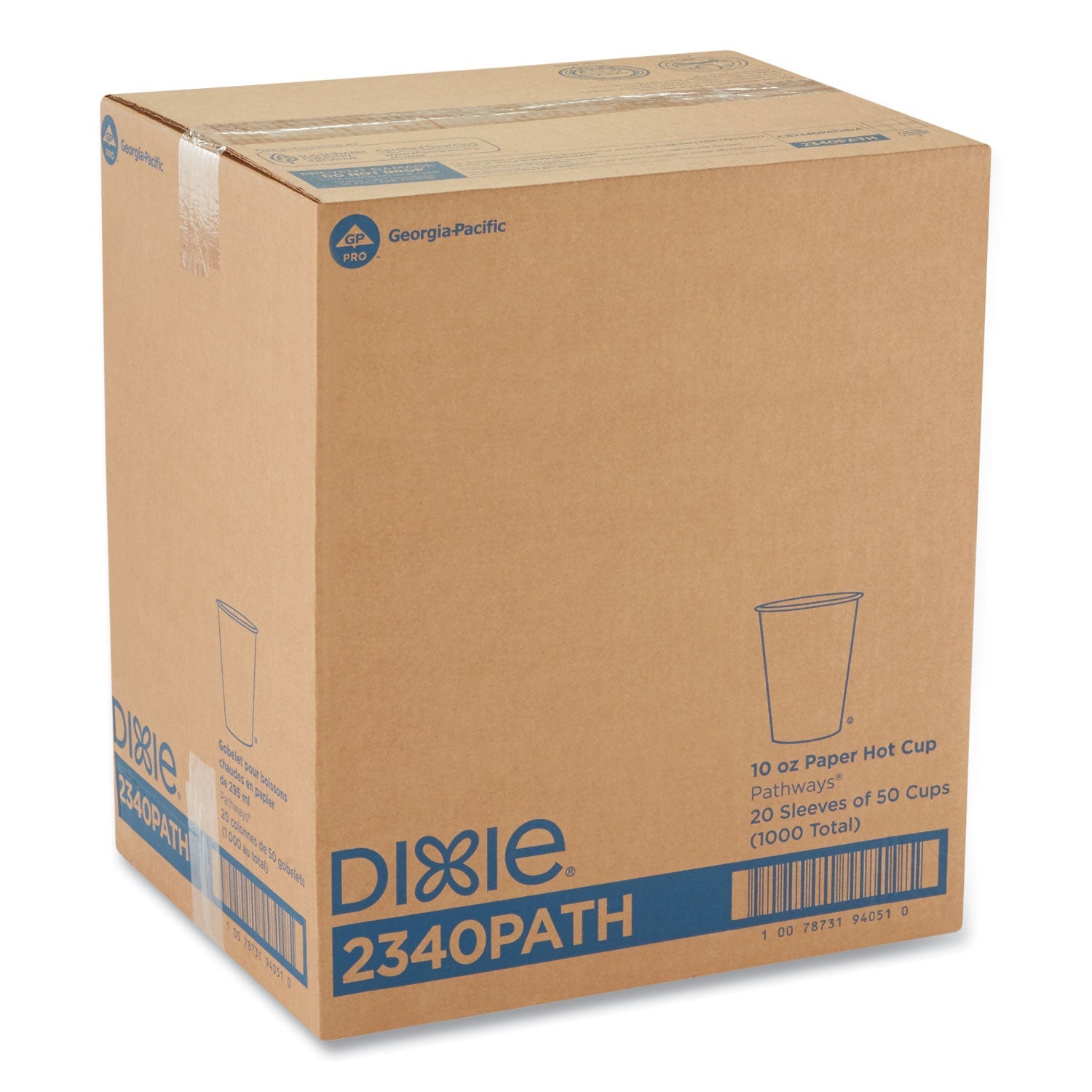 Dixie® Pathways Paper Hot Cups, 10 oz, White/Brown, 50/Sleeve, 20 Sleeves/Carton