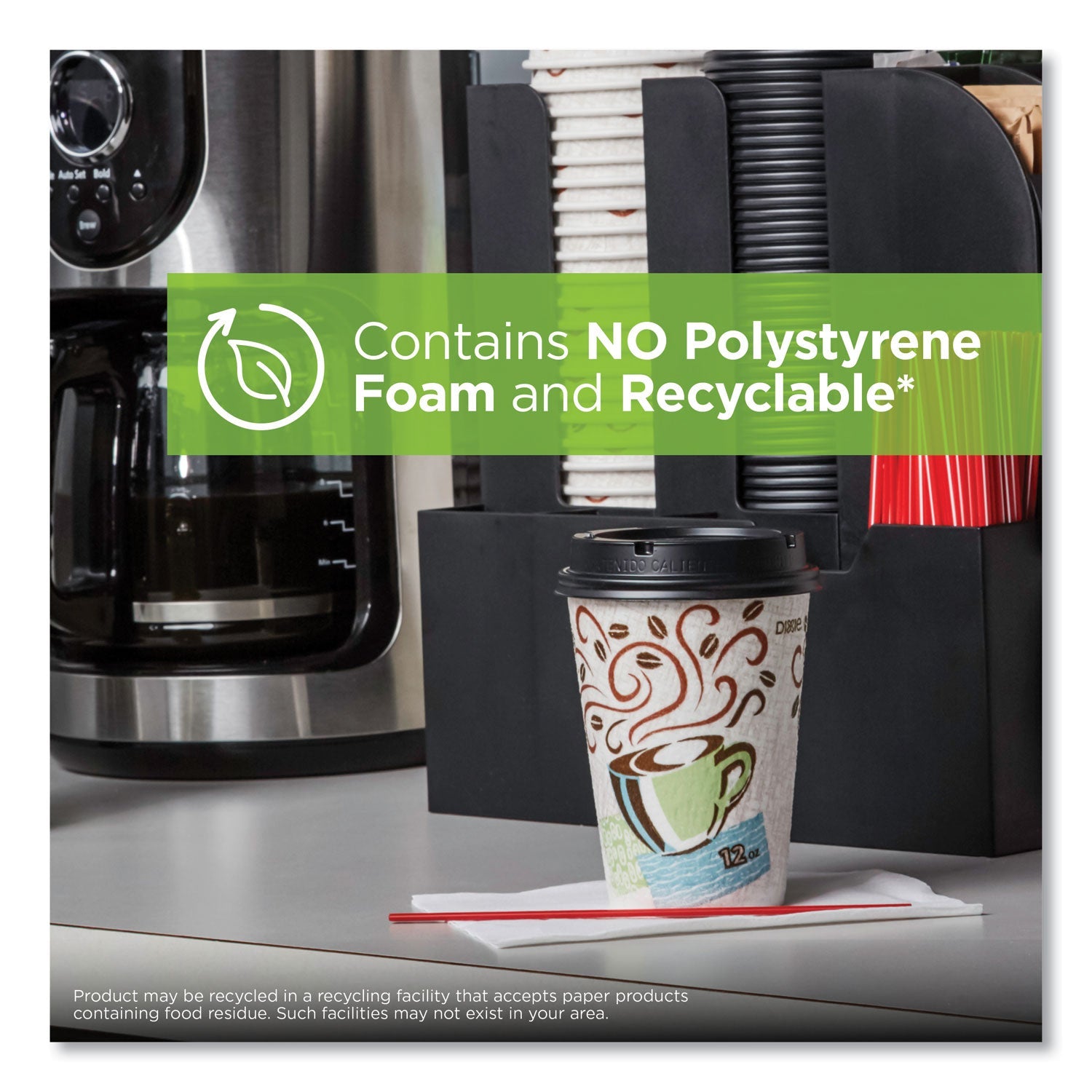 Dixie® Perfectouch Paper Hot Cups, 12 Oz, Coffee Haze Design, 50/sleeve, 20 Sleeves/carton