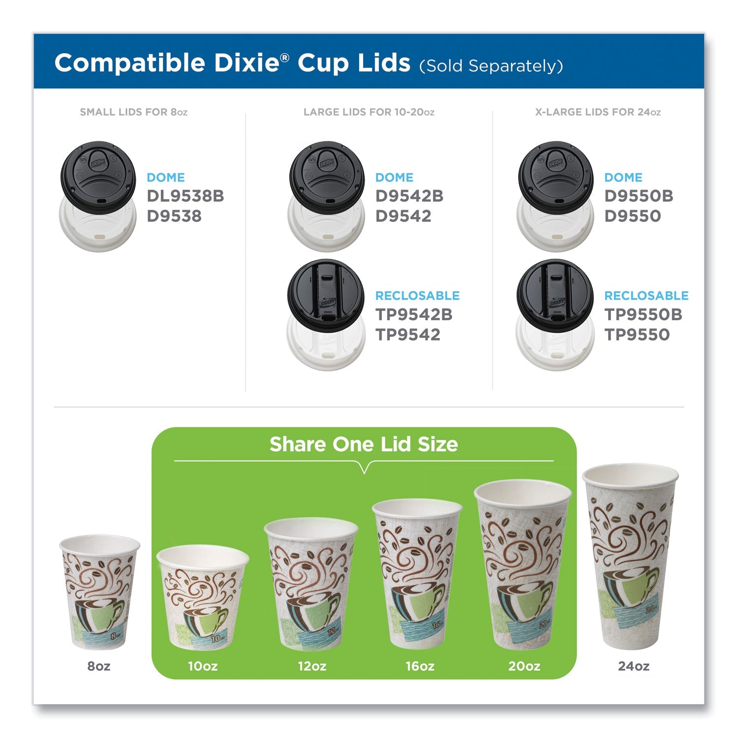 Dixie® Perfectouch Paper Hot Cups, 10 Oz, Coffee Haze Design, 25/pack