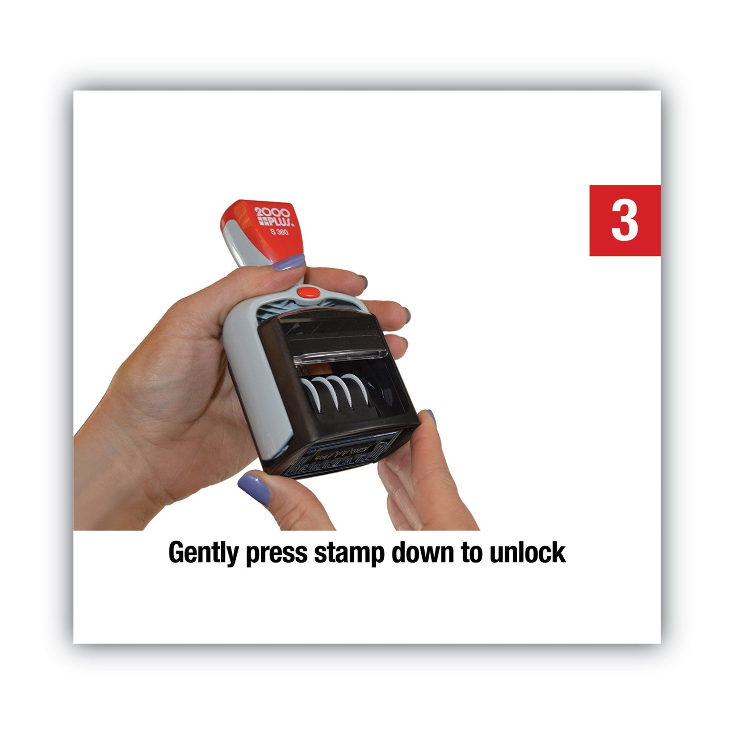 COSCO 2000PLUS® Model S 360 Two-Color Message Dater, 1.75 X 1, "received", Self-Inking, Blue/red