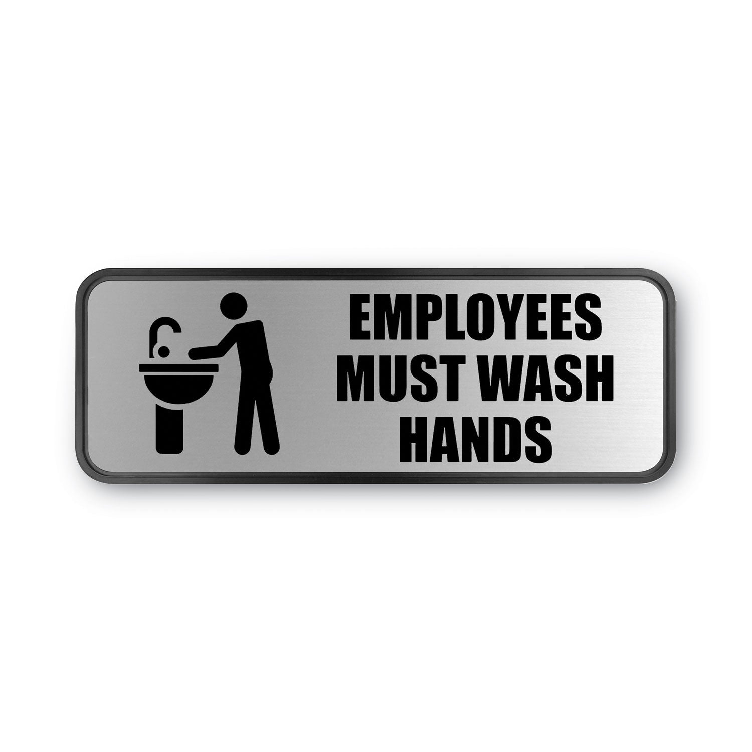 Brushed Metal Office Sign | Employees Must Wash Hands