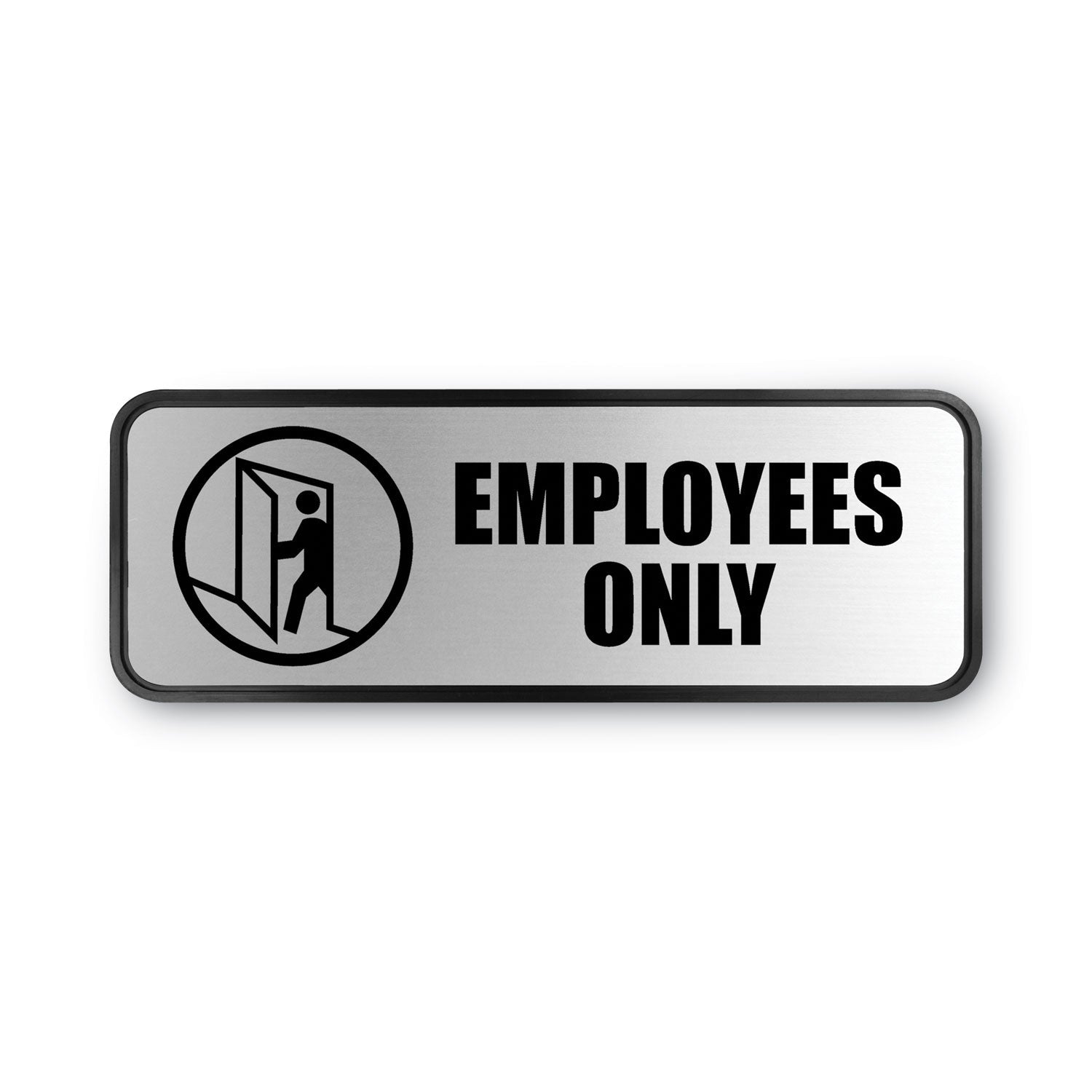 Brushed Metal Office Sign | Employees Only, Silver