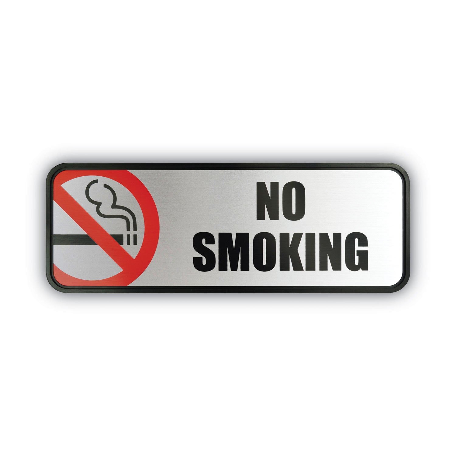 Brushed Metal Office Sign | No Smoking, 9 X 3