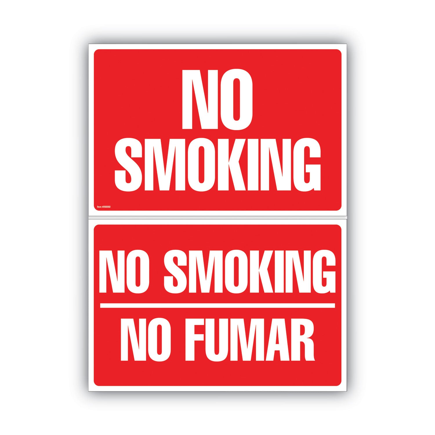 Two-Sided No Smoking Sign | Bilingual, 8 x 12